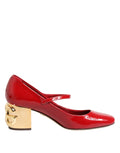 Dolce & Gabbana Rote Leder DG Logo Absätze Sandalen Schuhe