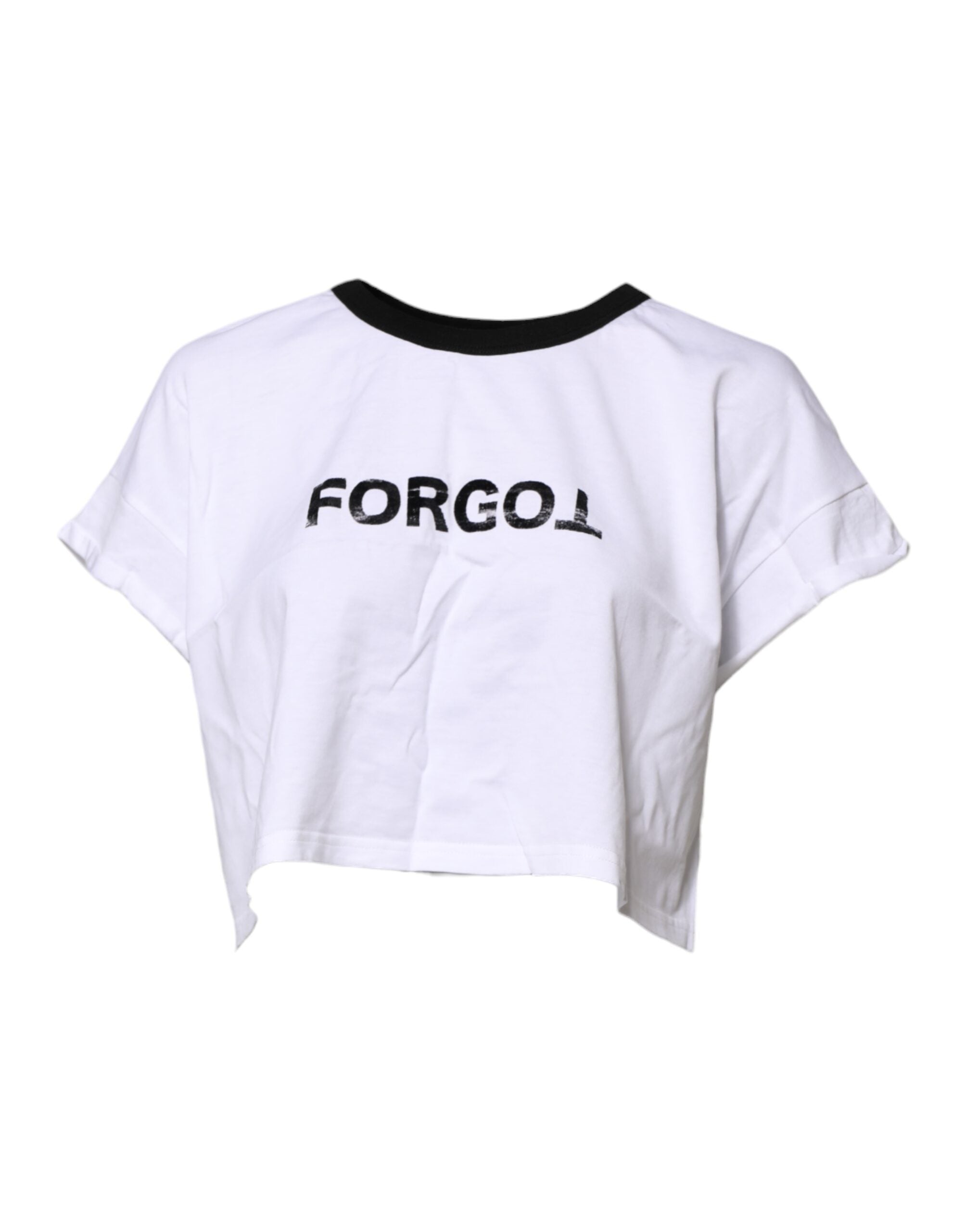 Dolce & Gabbana Weißes Baumwoll-T-Shirt mit Rundhalsausschnitt und Cropped Top