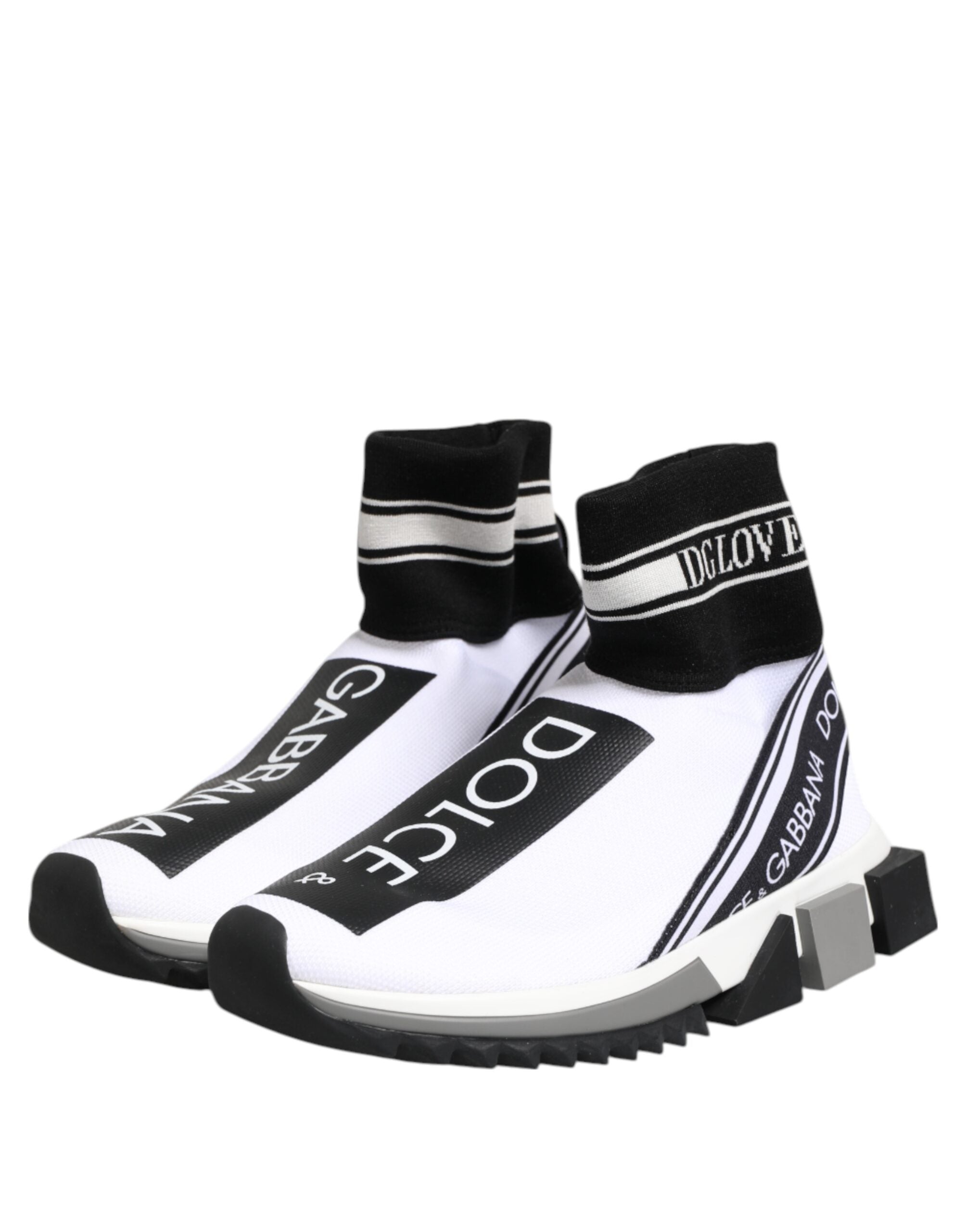 Dolce & Gabbana White Black Sorrento Sock Sneakers Shoes
