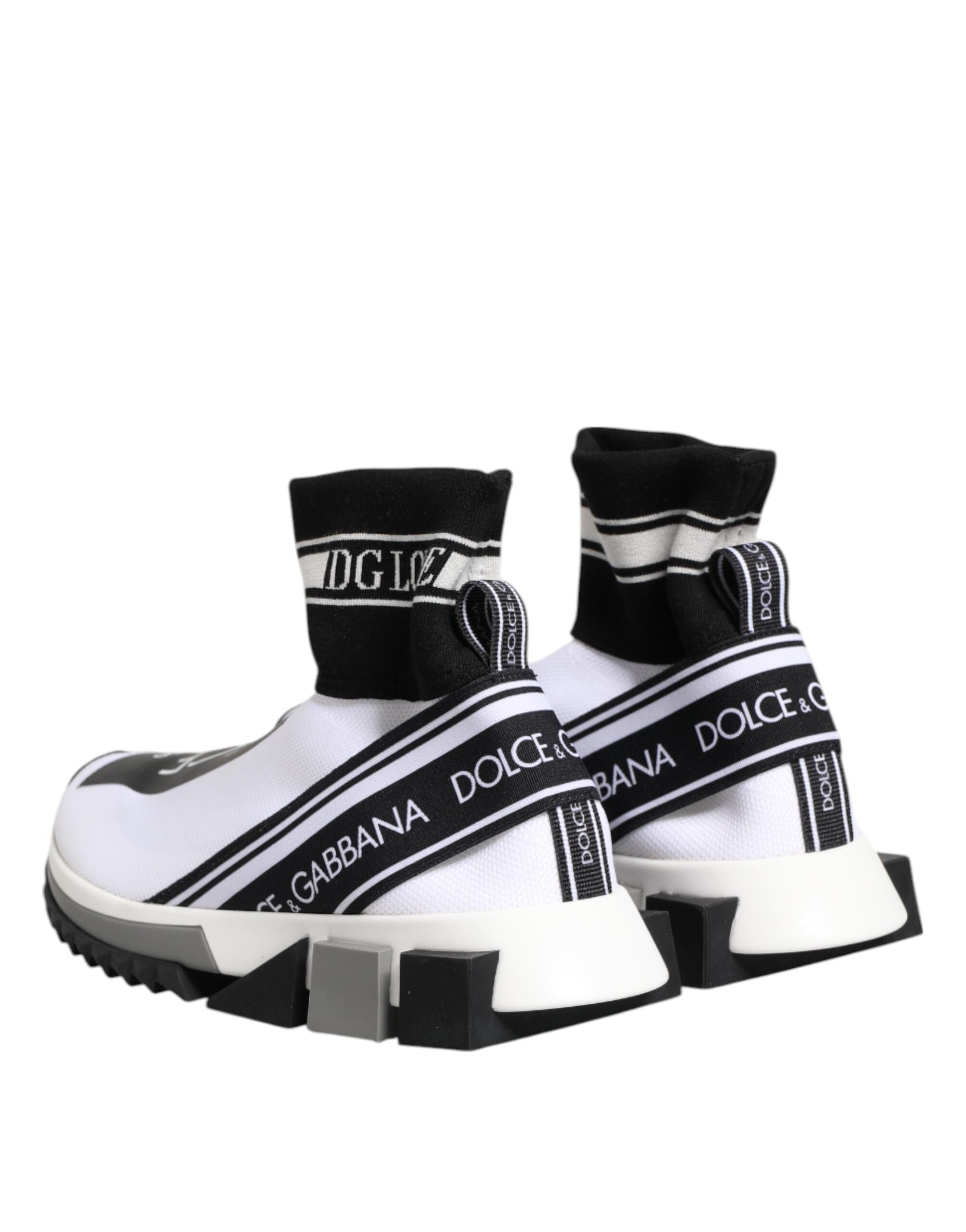 Dolce & Gabbana White Black Sorrento Sock Sneakers Shoes