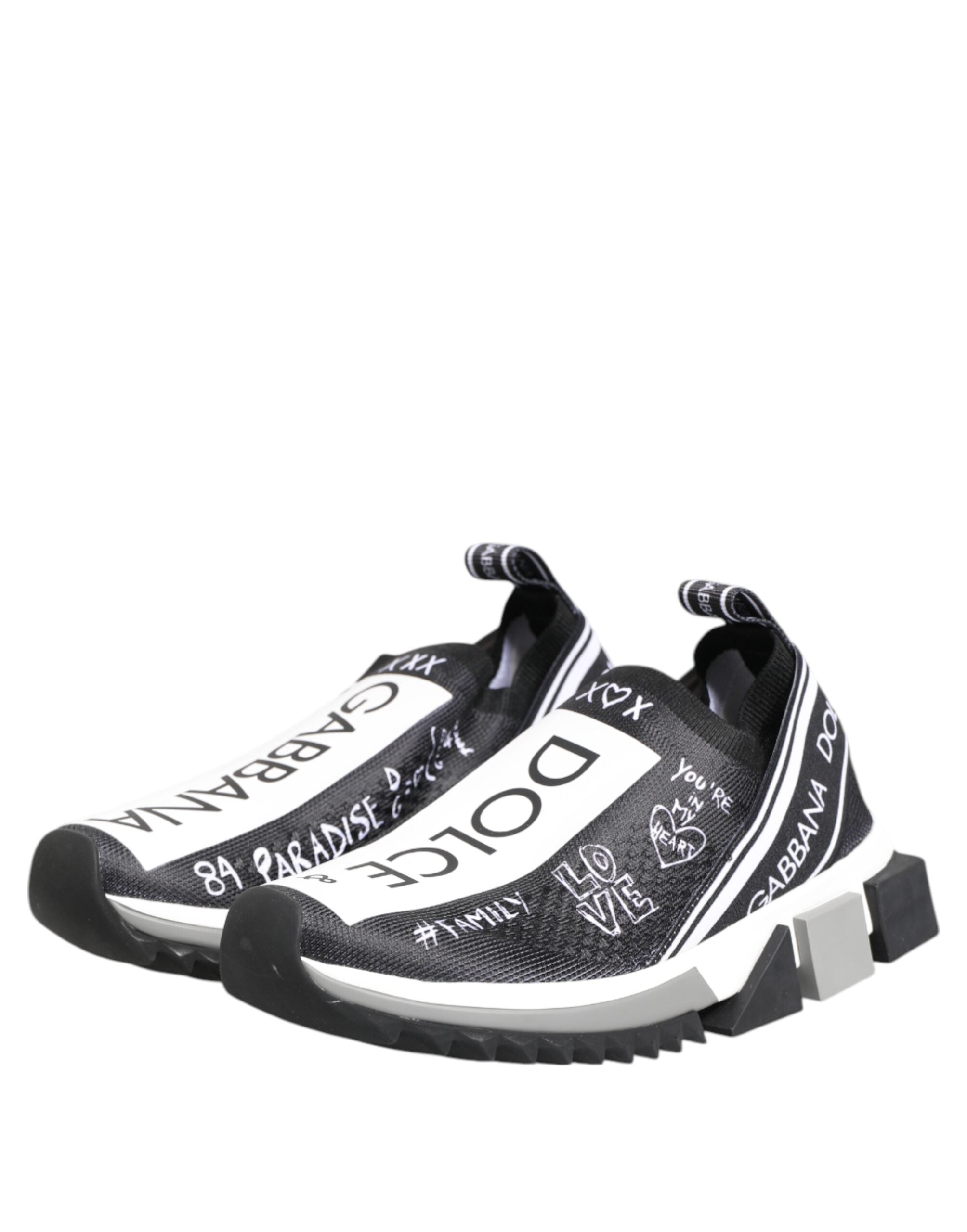 Dolce & Gabbana Black White Sorrento Low Top Sneakers Shoes