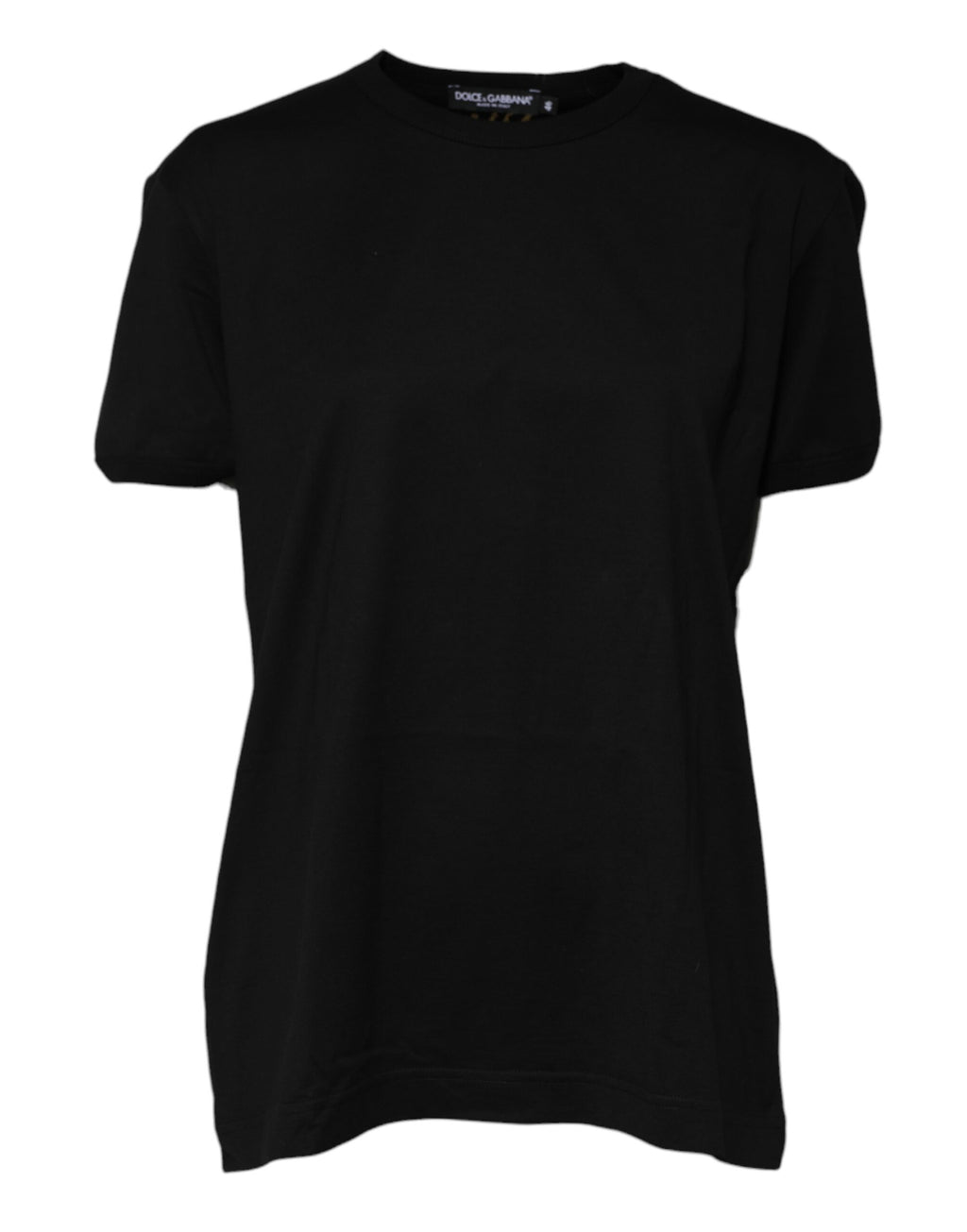 Dolce & Gabbana Black Cotton Goodluck Tee Crew Neck T-Shirt