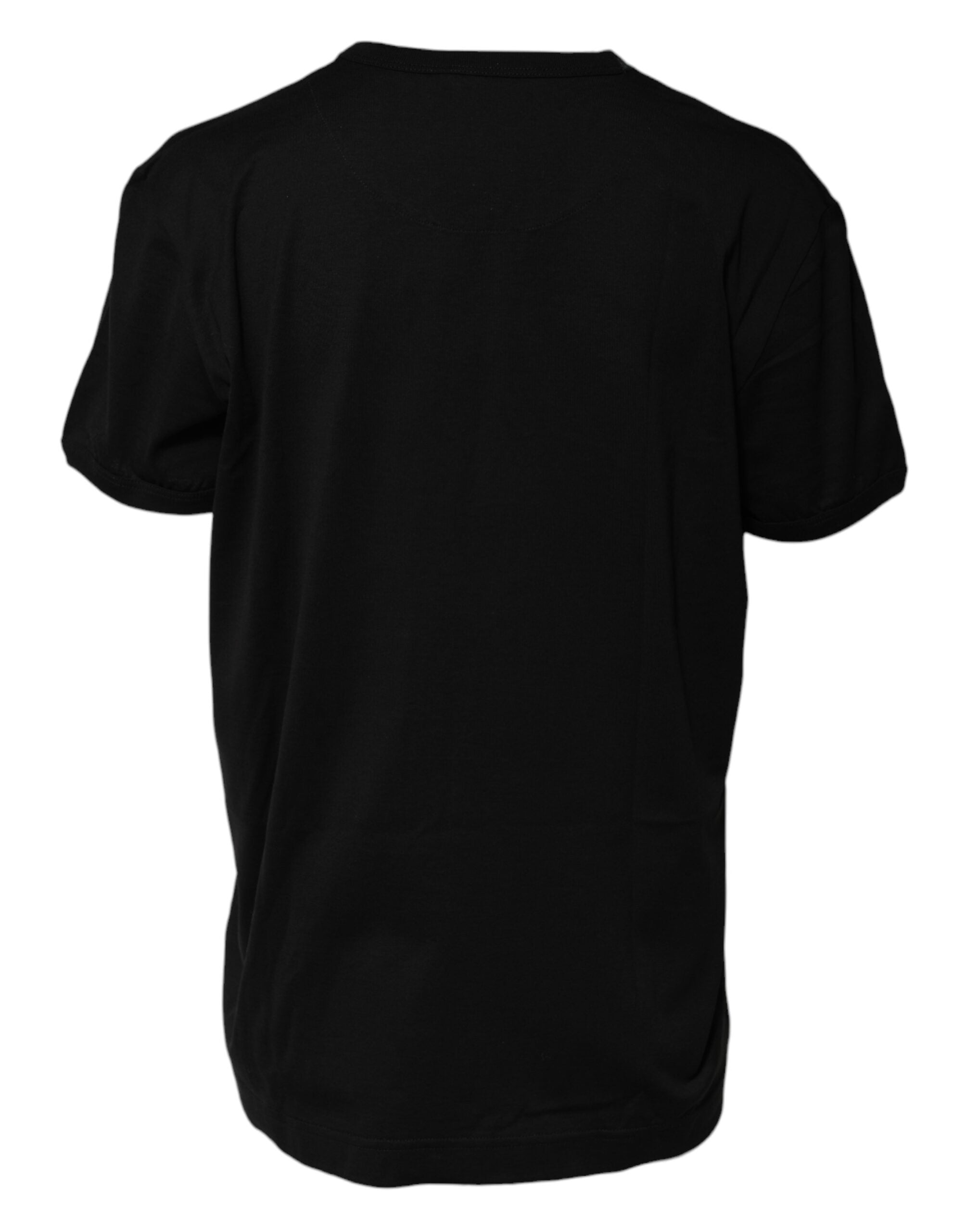 Dolce & Gabbana Black Cotton Goodluck Tee Crew Neck T-Shirt