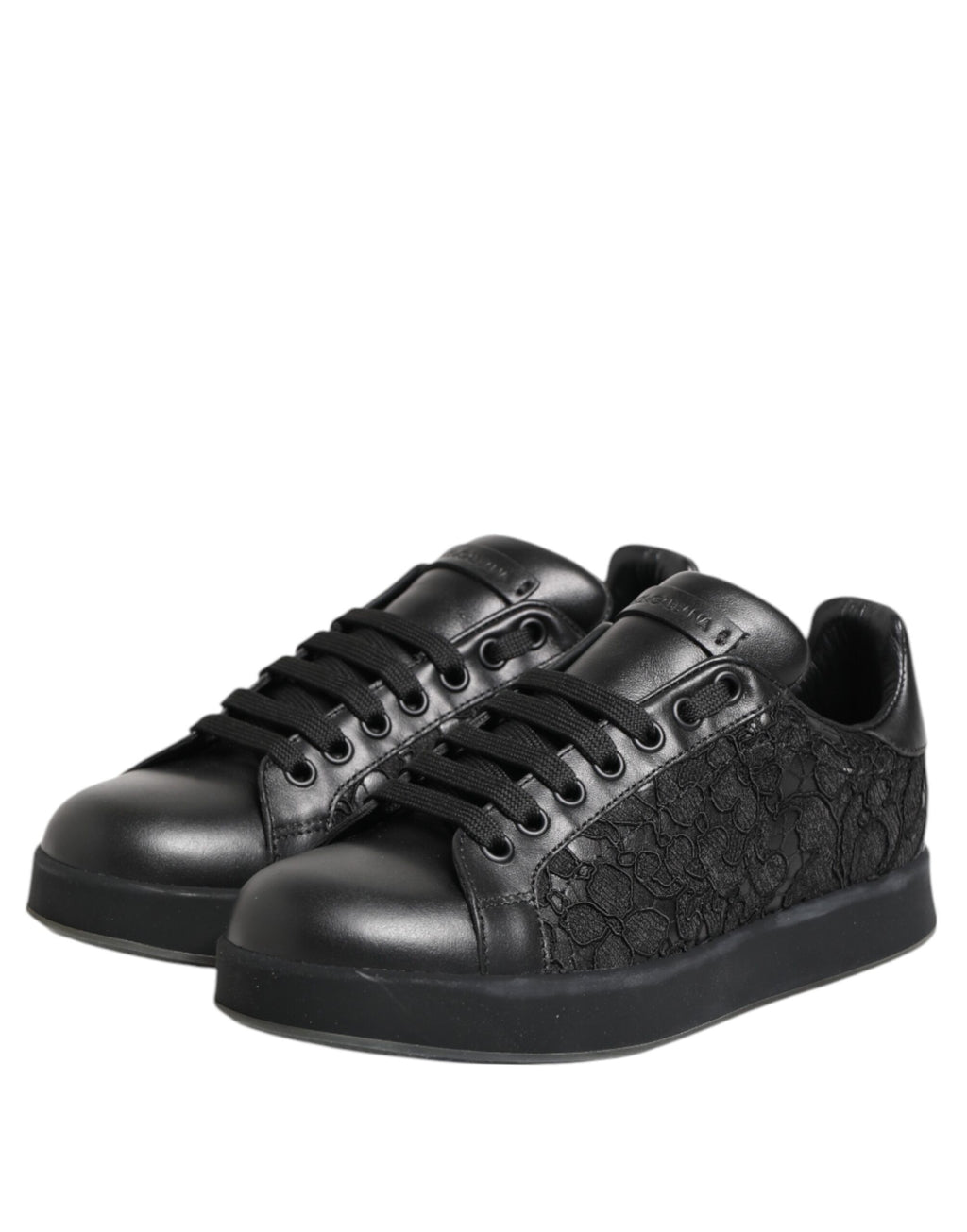 Dolce & Gabbana Schwarz Floral Spitze Low Top Sneakers Schuhe
