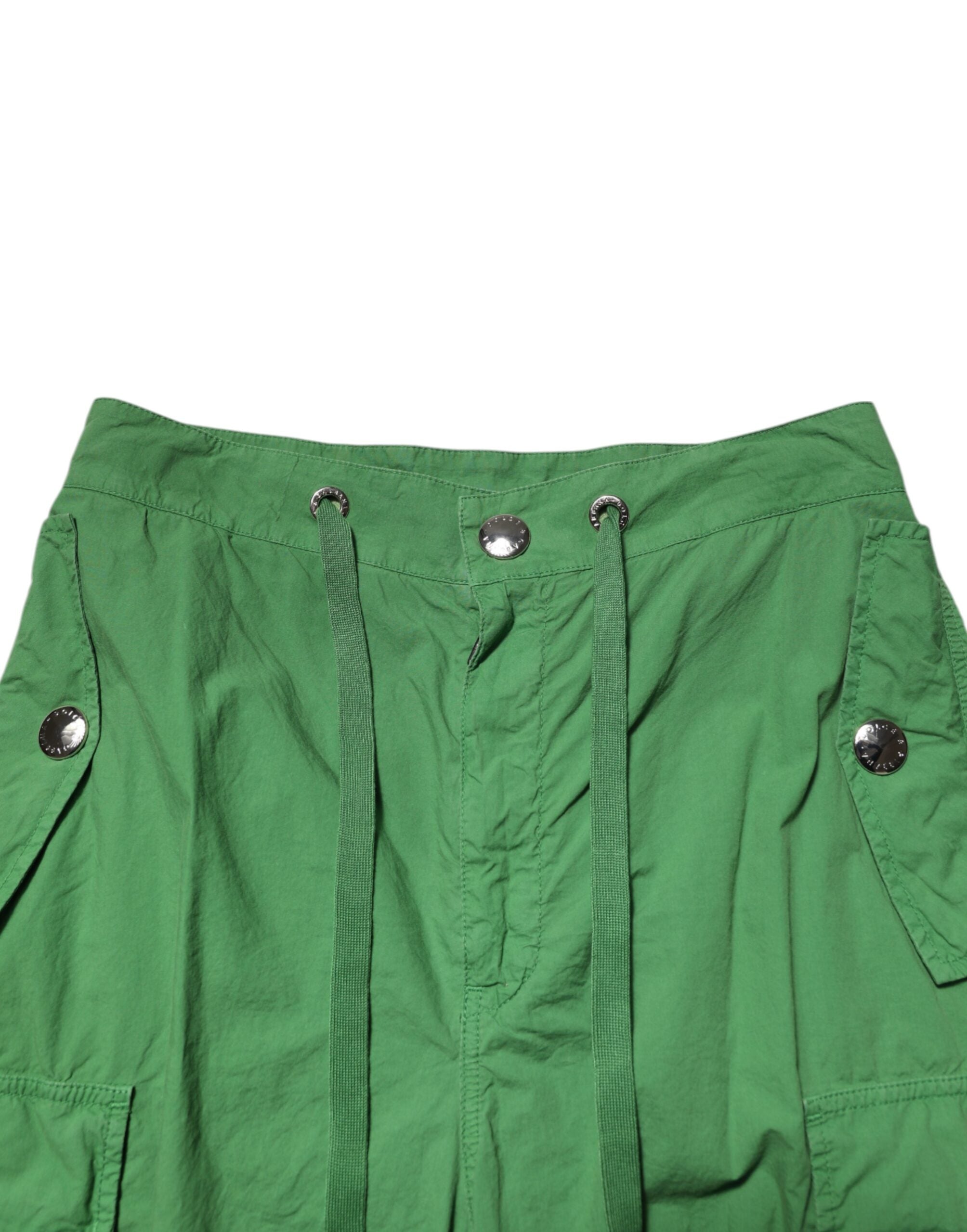 Dolce & Gabbana Grüne Cargo-Hose aus Baumwolle mit hoher Taille