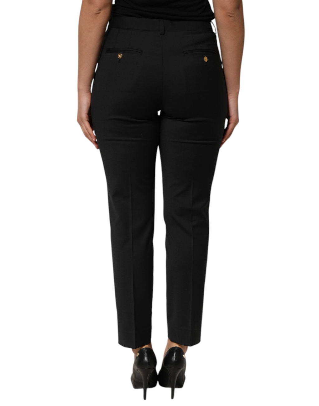 Dolce & Gabbana Women's Black Tapered Polyester Trousers