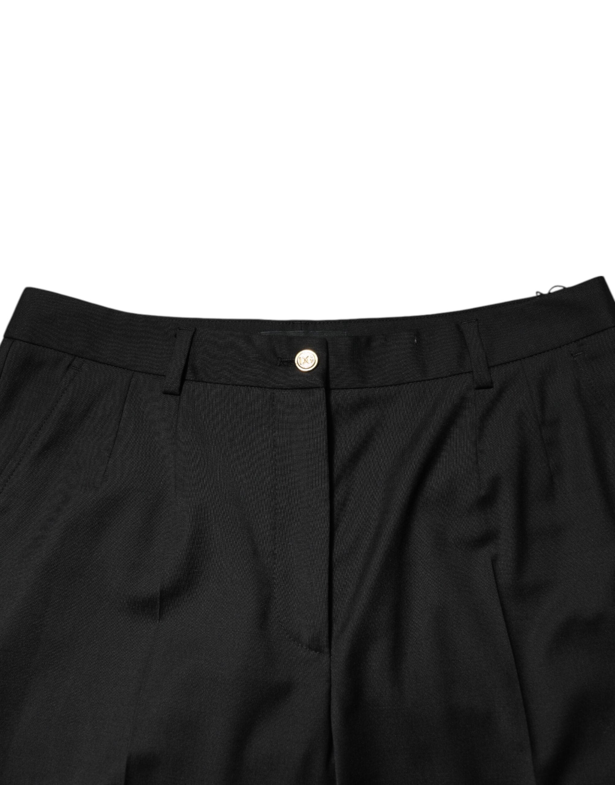Dolce & Gabbana Women's Black Tapered Polyester Trousers