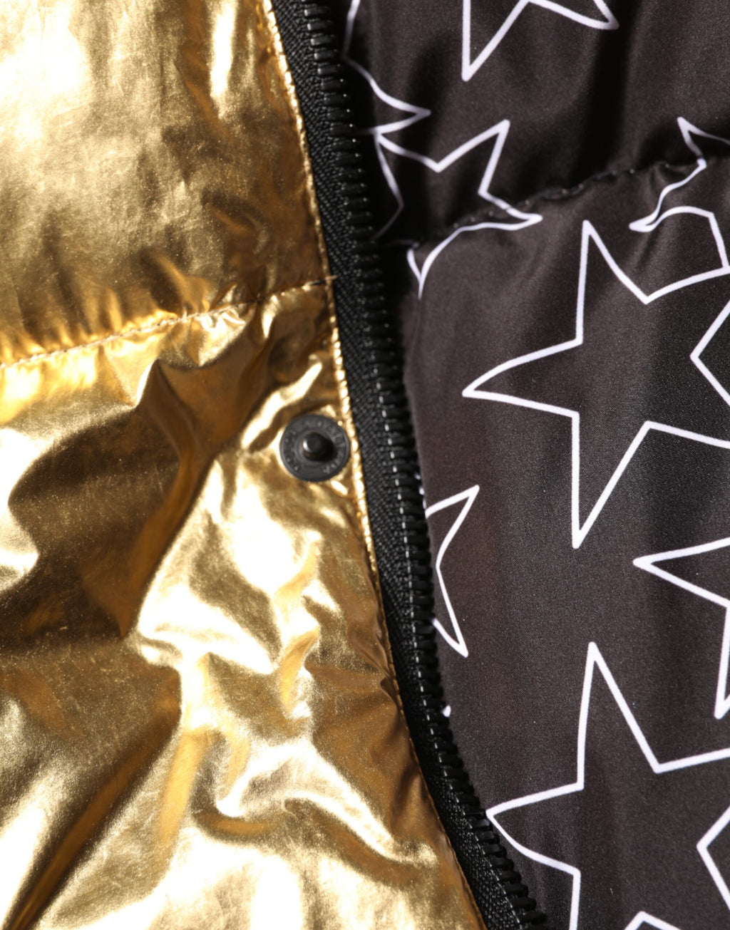 Dolce & Gabbana Gold Kapuzenpuffer Steppjacke mit durchgehendem Reißverschluss
