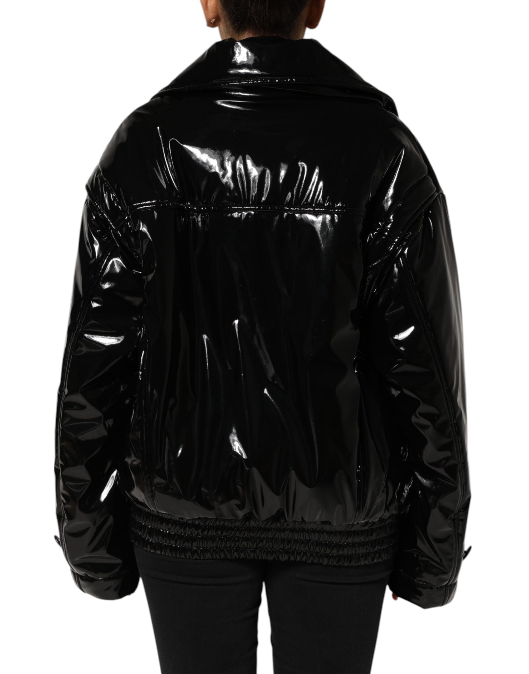 Dolce & Gabbana Polyester Schwarzer gesteppter Puffermantel Jacke