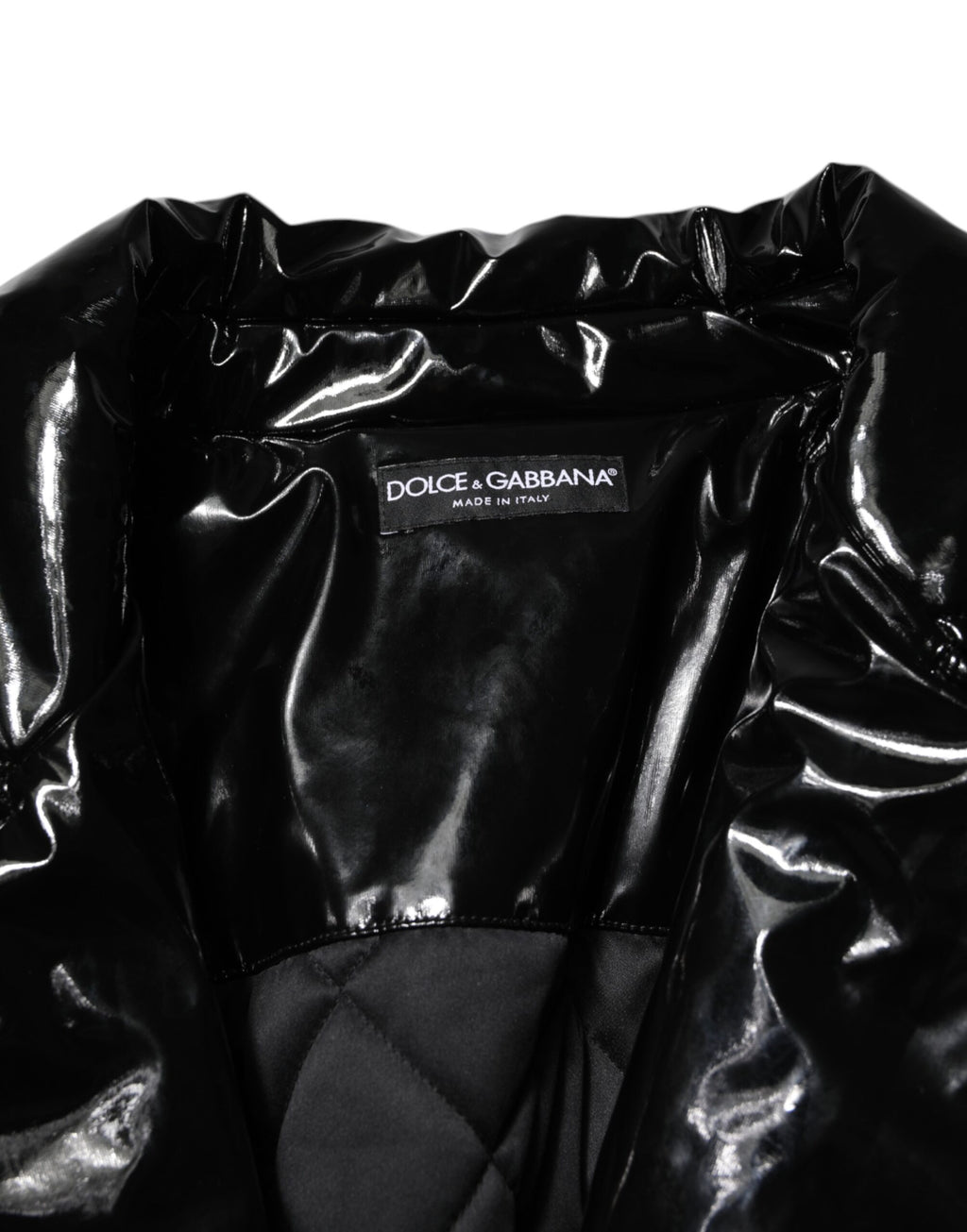 Dolce & Gabbana Polyester Schwarzer gesteppter Puffermantel Jacke