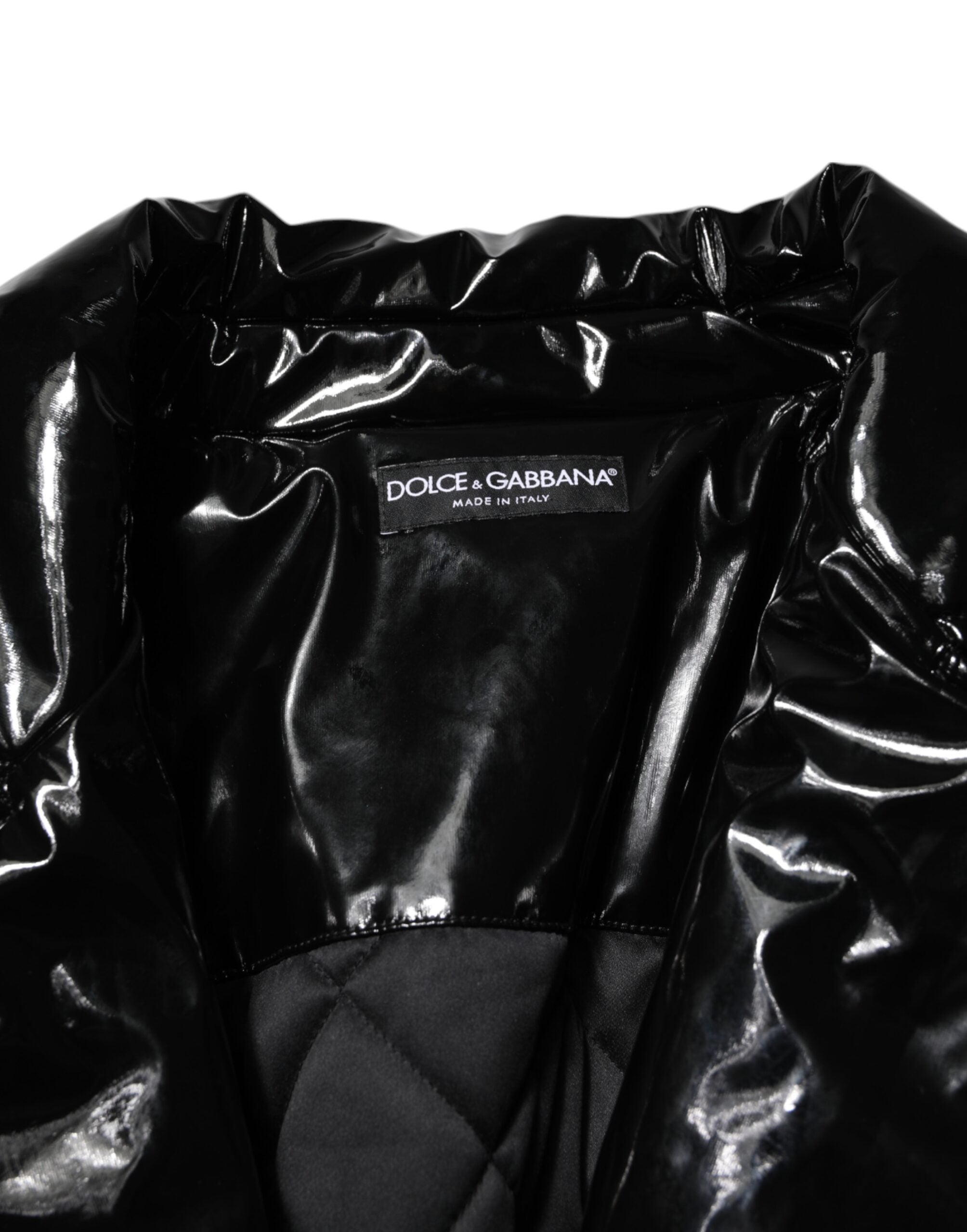 Dolce & Gabbana Polyester Schwarzer gesteppter Puffermantel Jacke