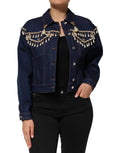 Dolce & Gabbana Blue Cotton Denim Jacket with Crystal Embellishment