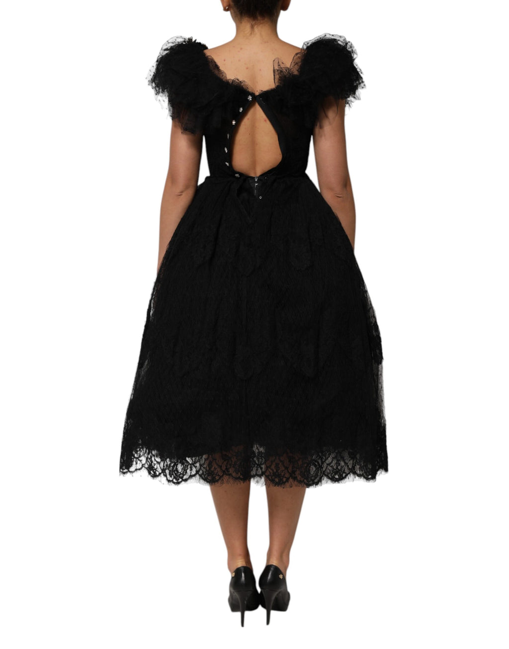 Dolce & Gabbana Black Crystal-Embellished A-Line Midi Dress