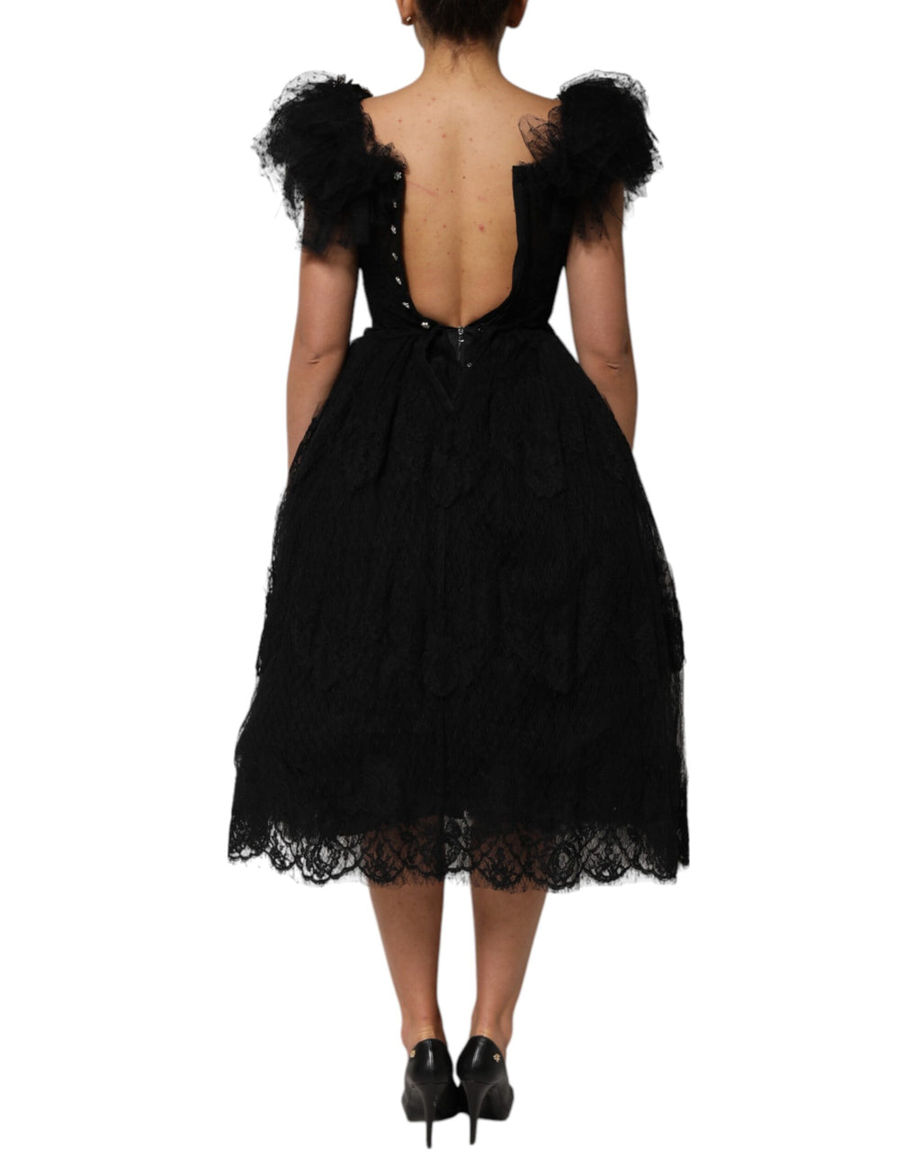 Dolce & Gabbana Black Crystal-Embellished A-Line Midi Dress