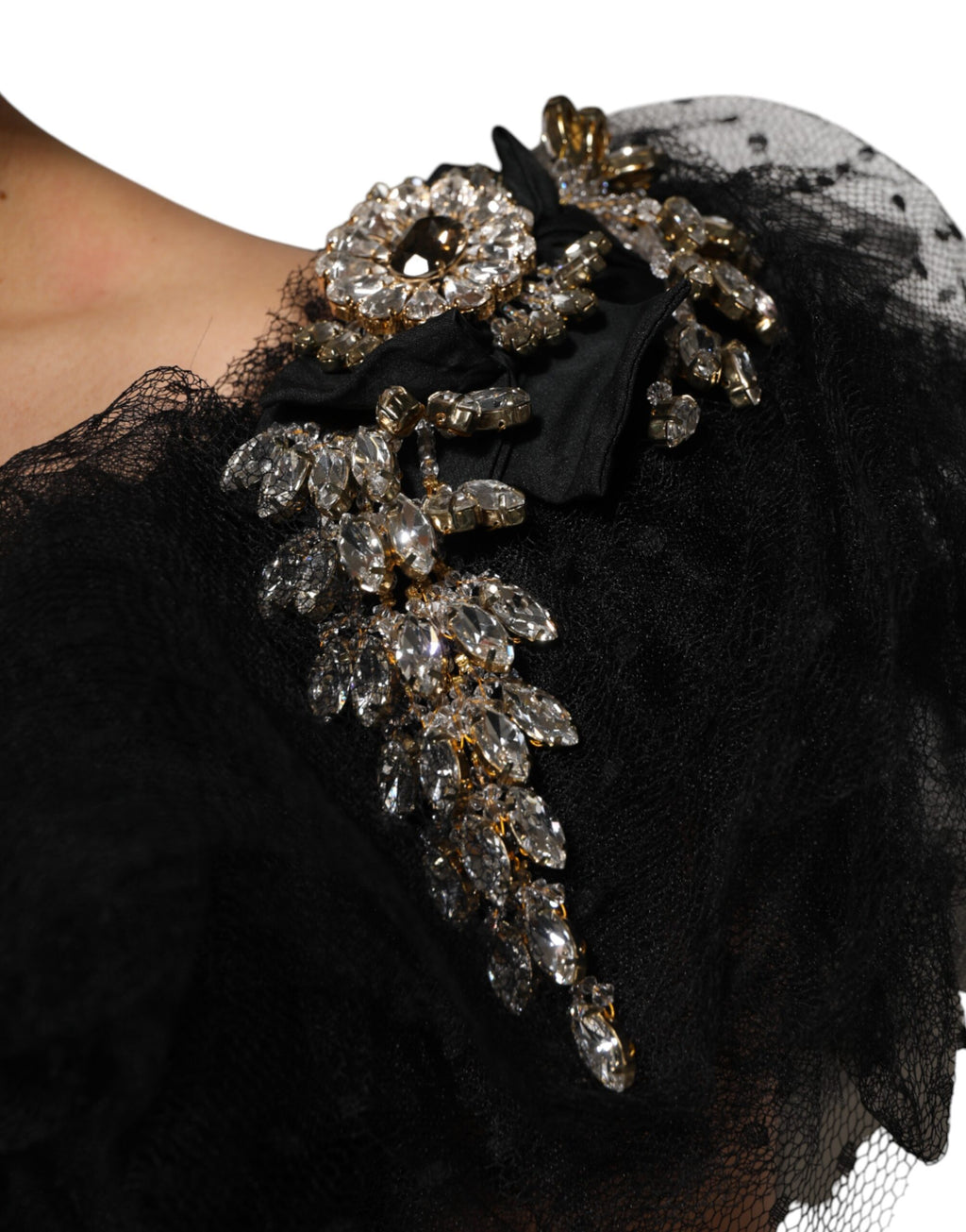 Dolce & Gabbana Black Crystal-Embellished A-Line Midi Dress