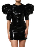 Dolce & Gabbana Black Puff-Sleeve Bodycon Coat Minidress