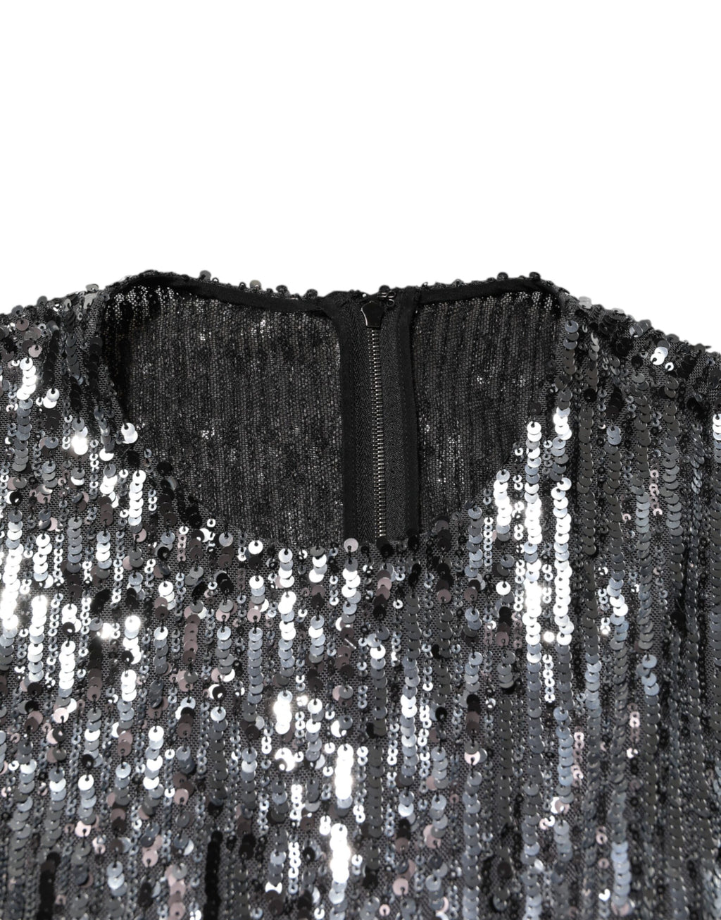 Dolce & Gabbana Schwarzes paillettenbesetztes Midi-Kleid mit langen Ärmeln und A-Linie