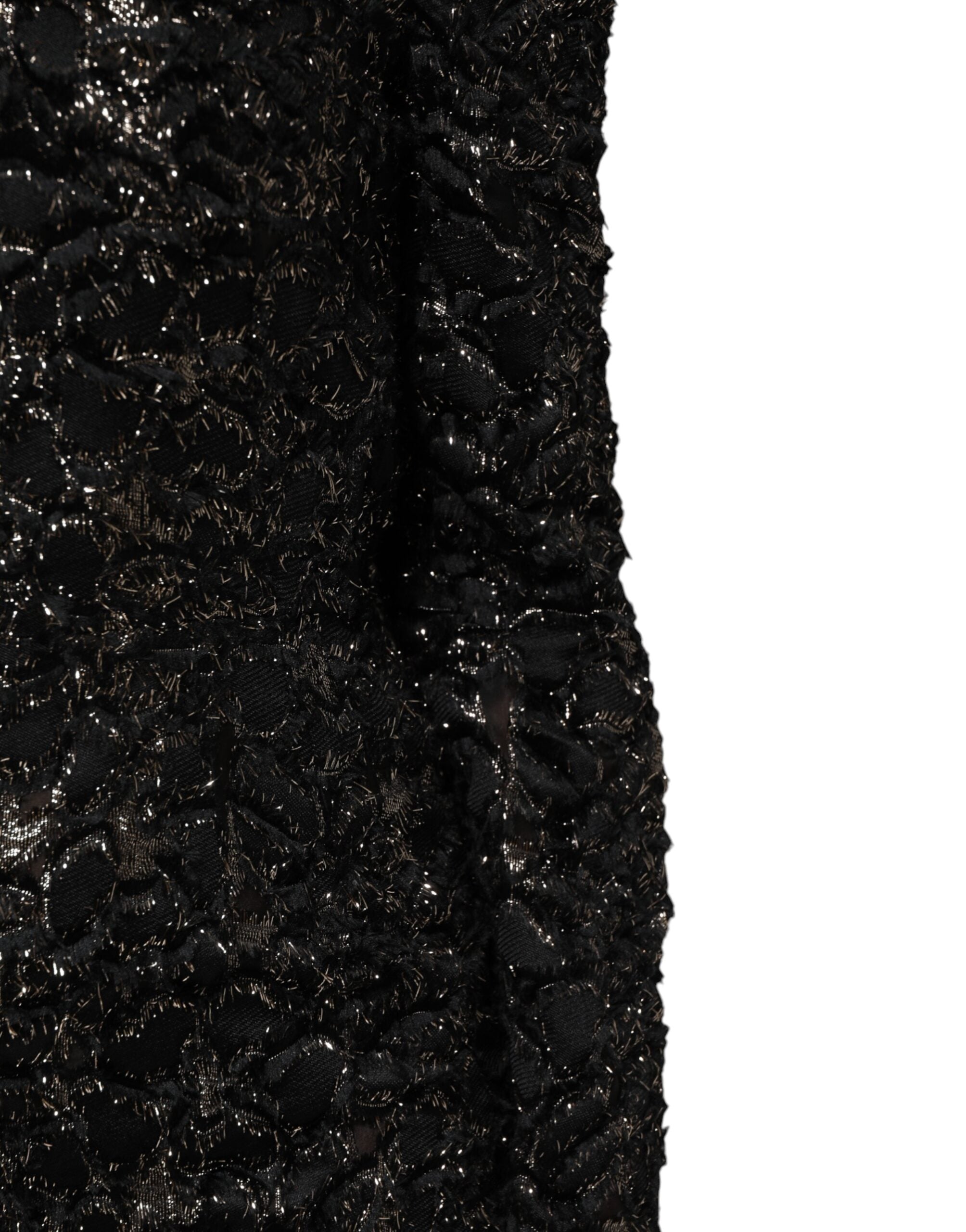 Dolce & Gabbana Schwarzes Pailletten-Bouclé-Tweed-Mantelkleid
