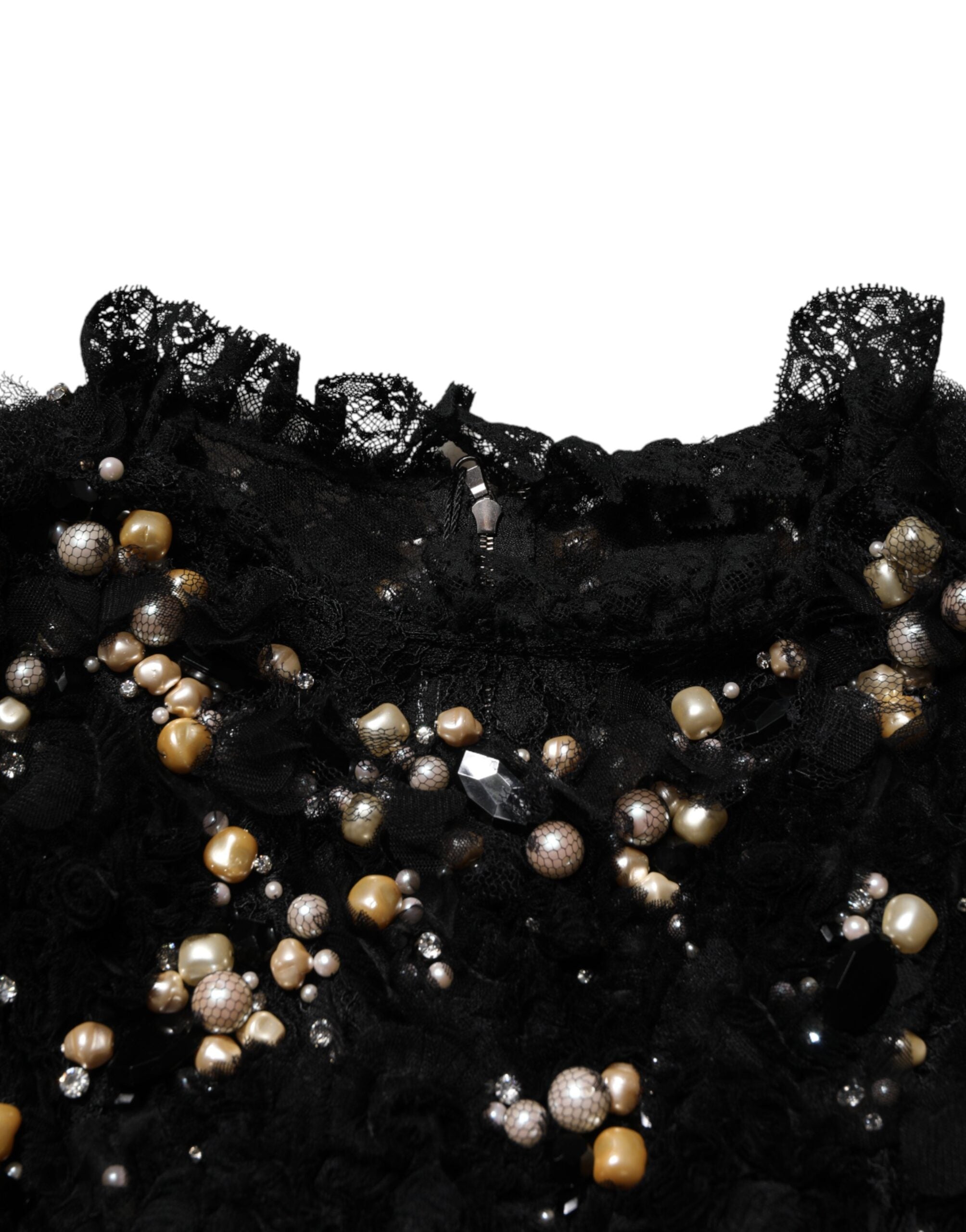 Dolce & Gabbana Black Viscose Shift Dress with Embellishment
