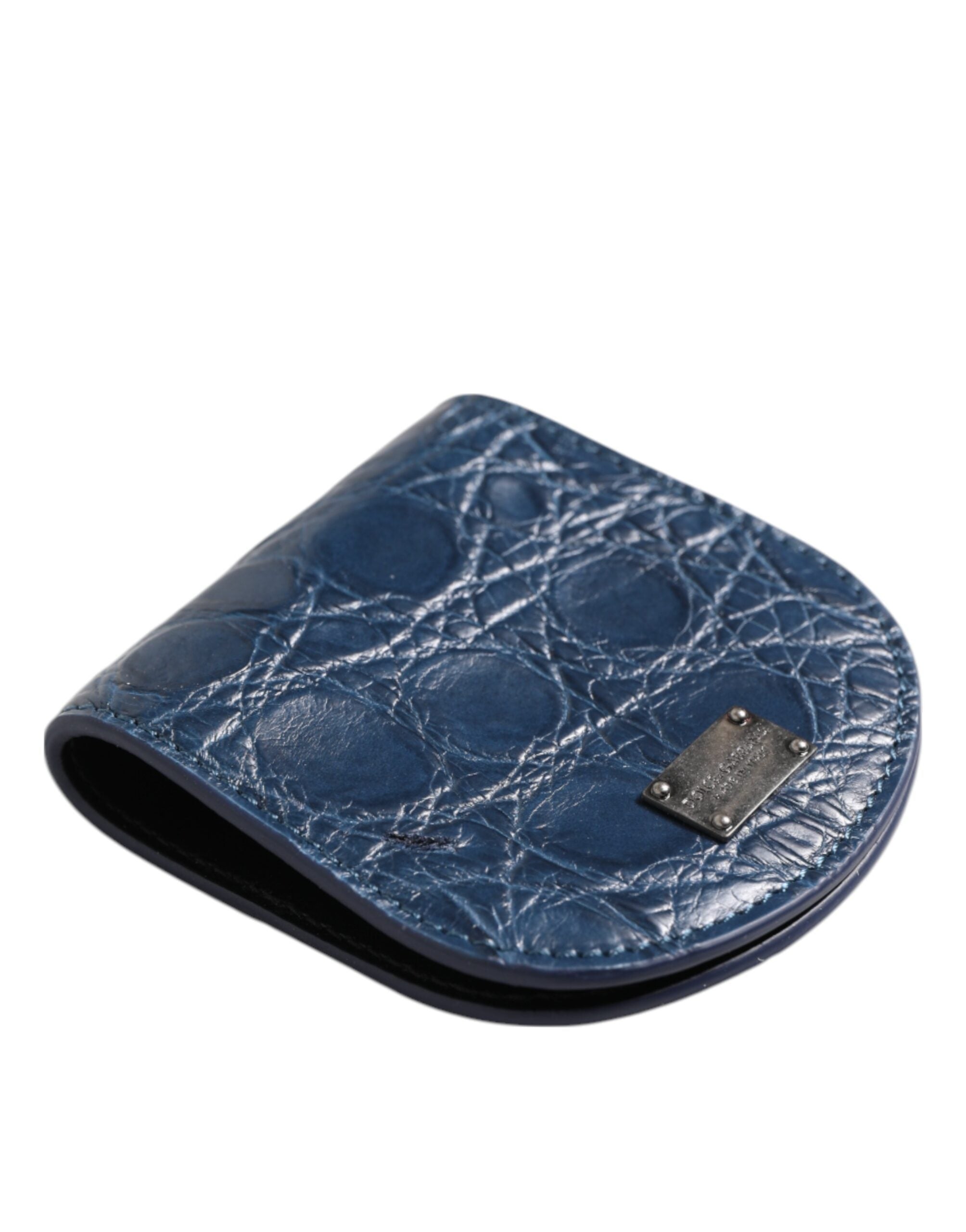 Dolce & Gabbana Blaue exotische Haut Münze Kondom Fall Halter Tasche Brieftasche