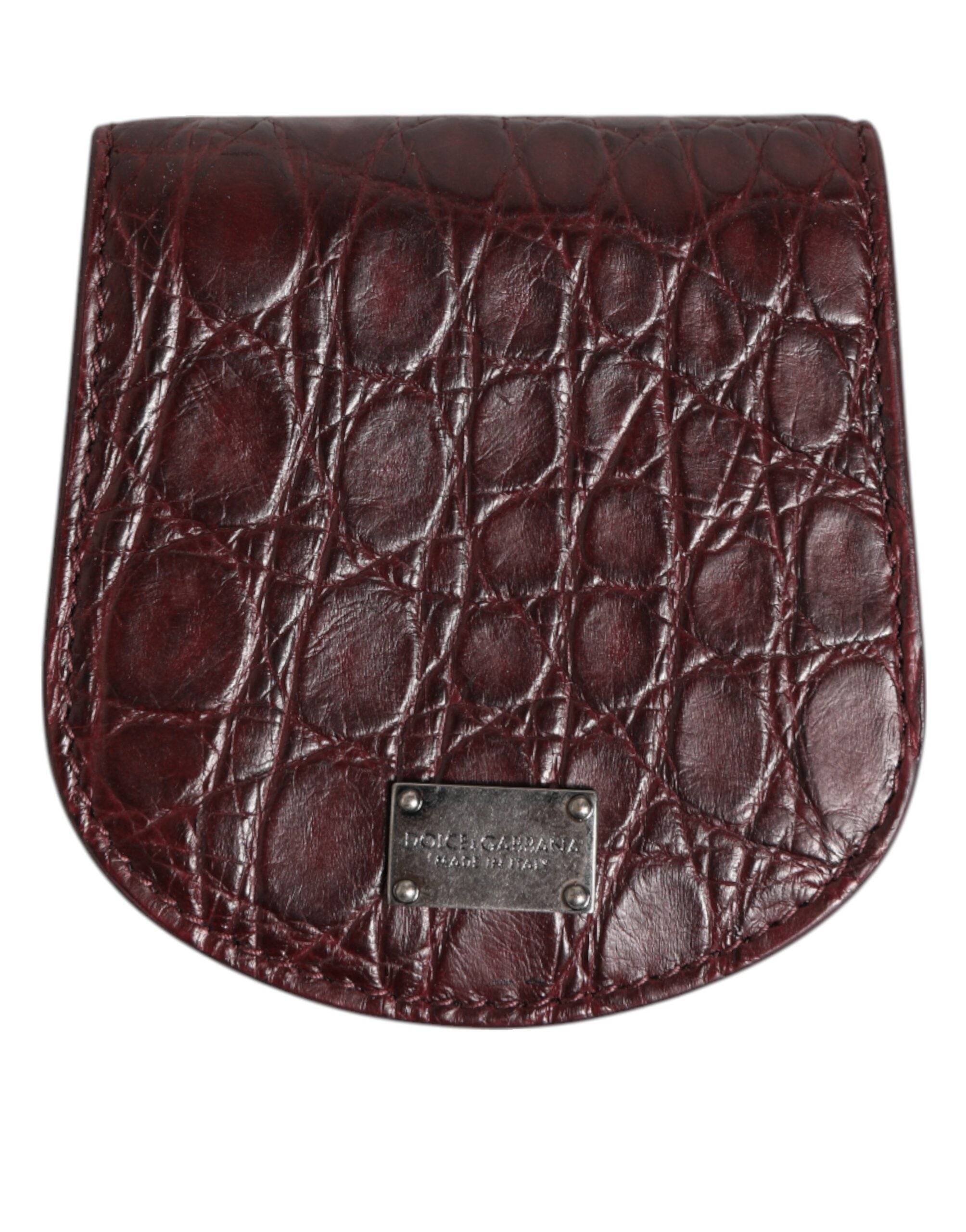 Dolce & Gabbana Burgundy Exotic Skin Coin Condom Case Holder Pouch Wallet