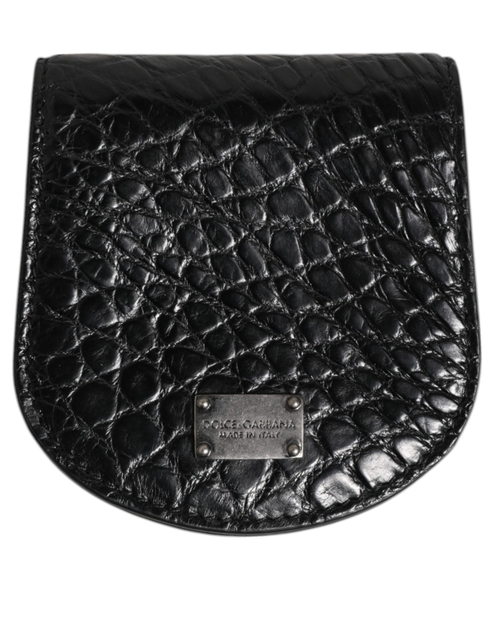 Dolce & Gabbana Black Exotic Skin Coin Condom Case Holder Pouch Wallet
