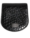 Dolce & Gabbana Black Exotic Skin Coin Condom Case Holder Pouch Wallet