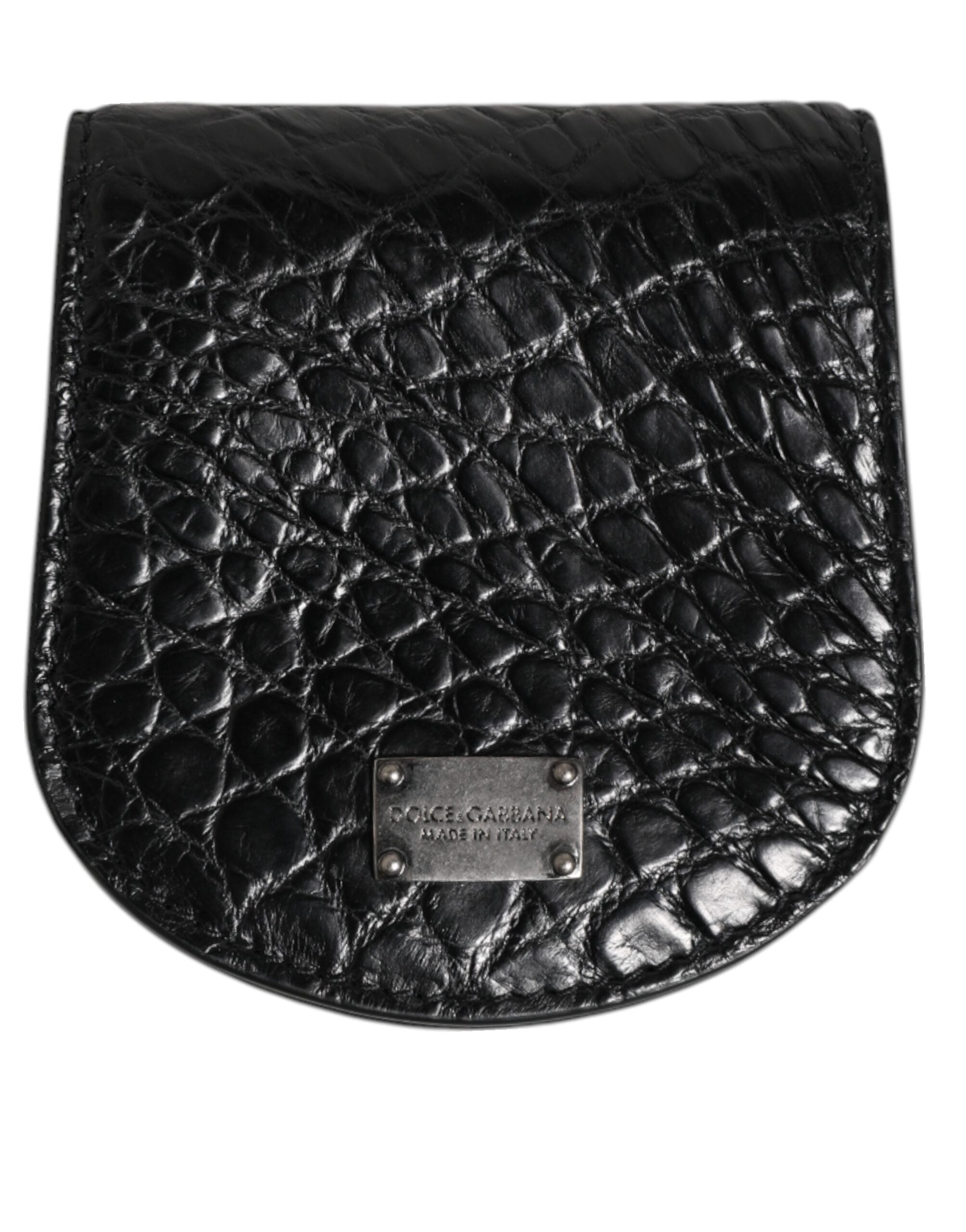 Dolce & Gabbana Black Exotic Skin Coin Condom Case Holder Pouch Wallet