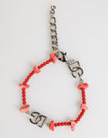 Dolce & Gabbana Silver-Tone Brass Beaded Resin DG Logo Chain Men's Bracelet