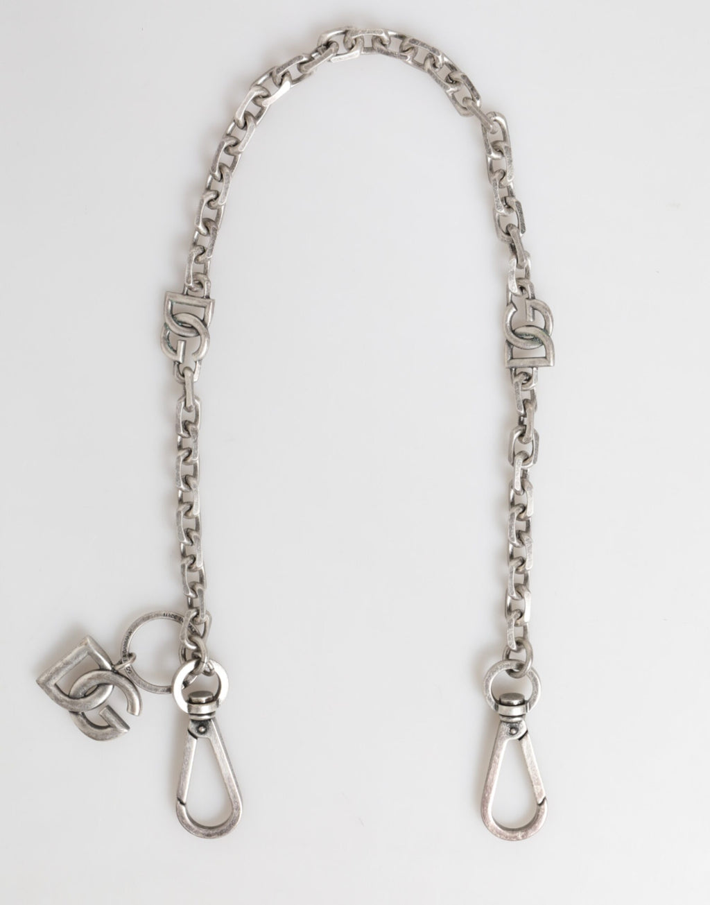 Dolce & Gabbana Silver-Tone Brass DG Logo Detailing Chain Men's Necklace