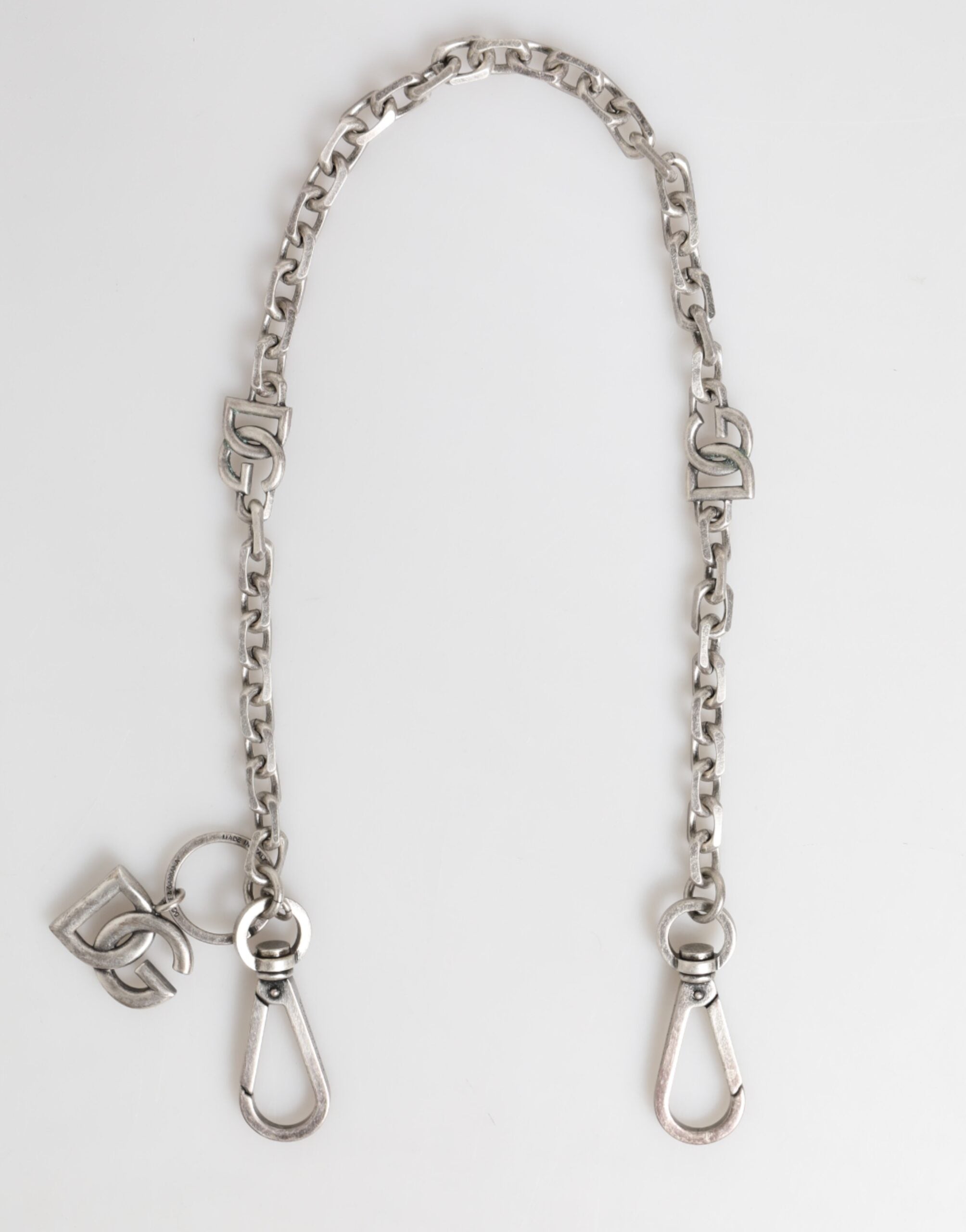 Dolce & Gabbana Silver-Tone Brass DG Logo Detailing Chain Men's Necklace