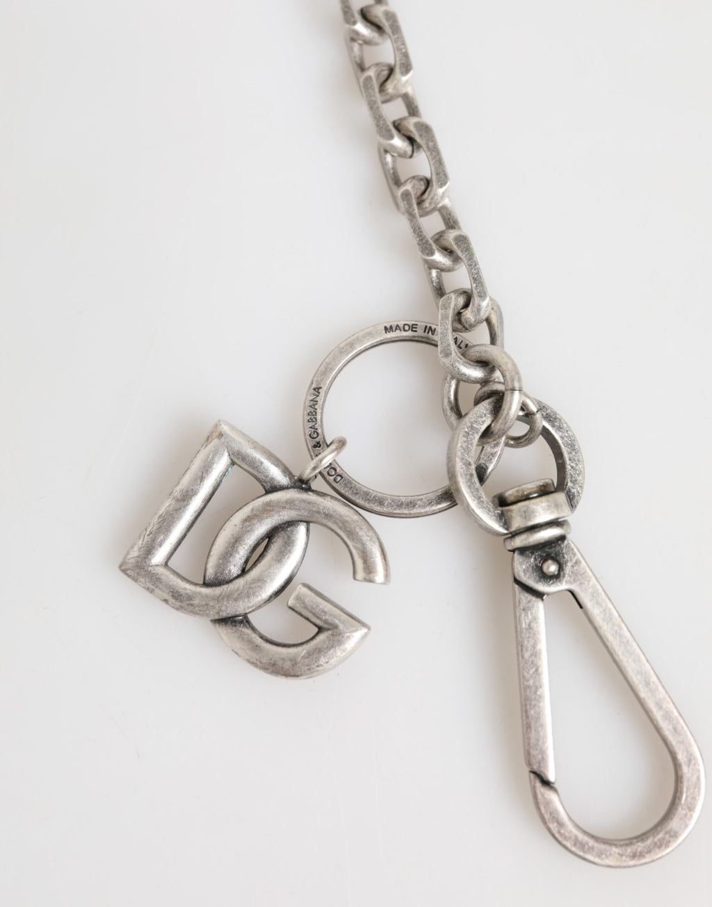 Dolce & Gabbana Silver-Tone Brass DG Logo Detailing Chain Men's Necklace