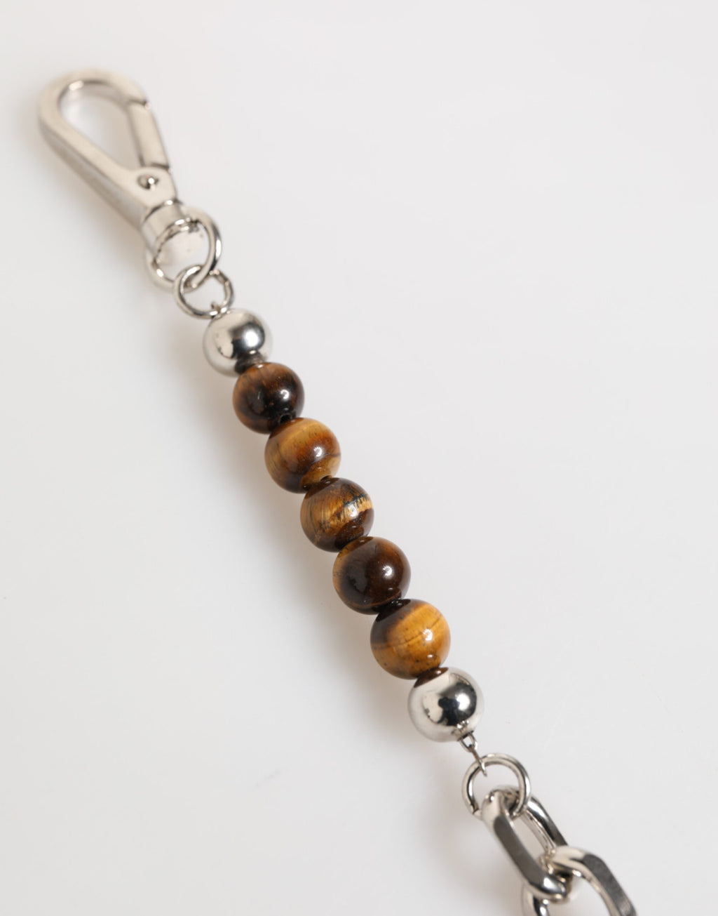 Dolce & Gabbana Silver Chain Brass Beads Lobster Clasp Logo Men's Bracelet