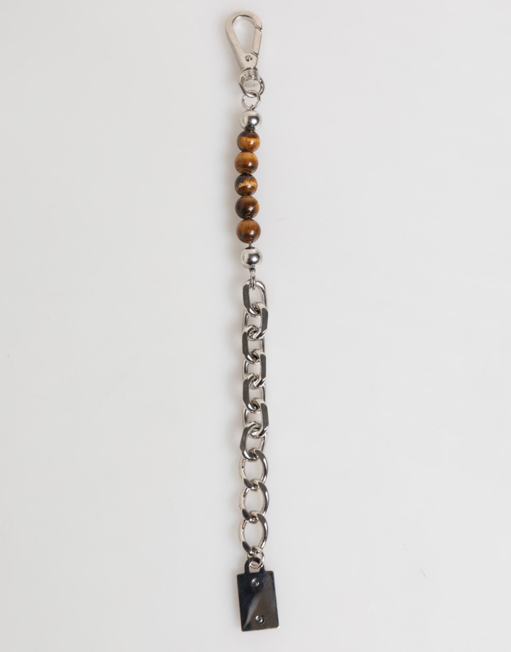 Dolce & Gabbana Silver Chain Brass Beads Lobster Clasp Logo Men's Bracelet