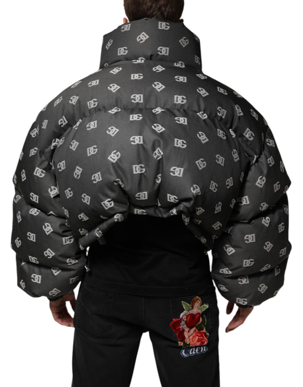 Dolce & Gabbana Men's Black DG Monogram Full Zip Puffer Jacket