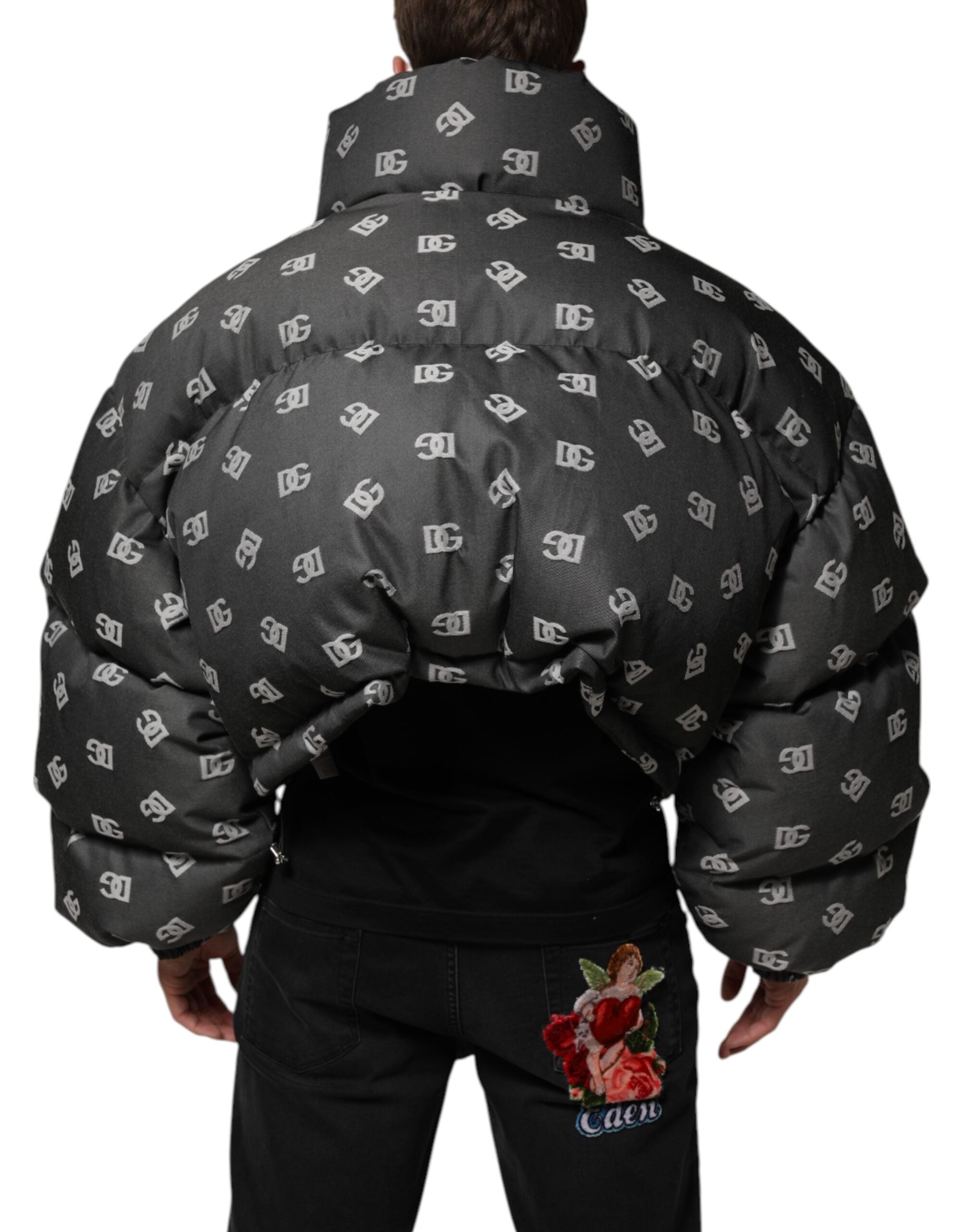 Dolce & Gabbana Men's Black DG Monogram Full Zip Puffer Jacket