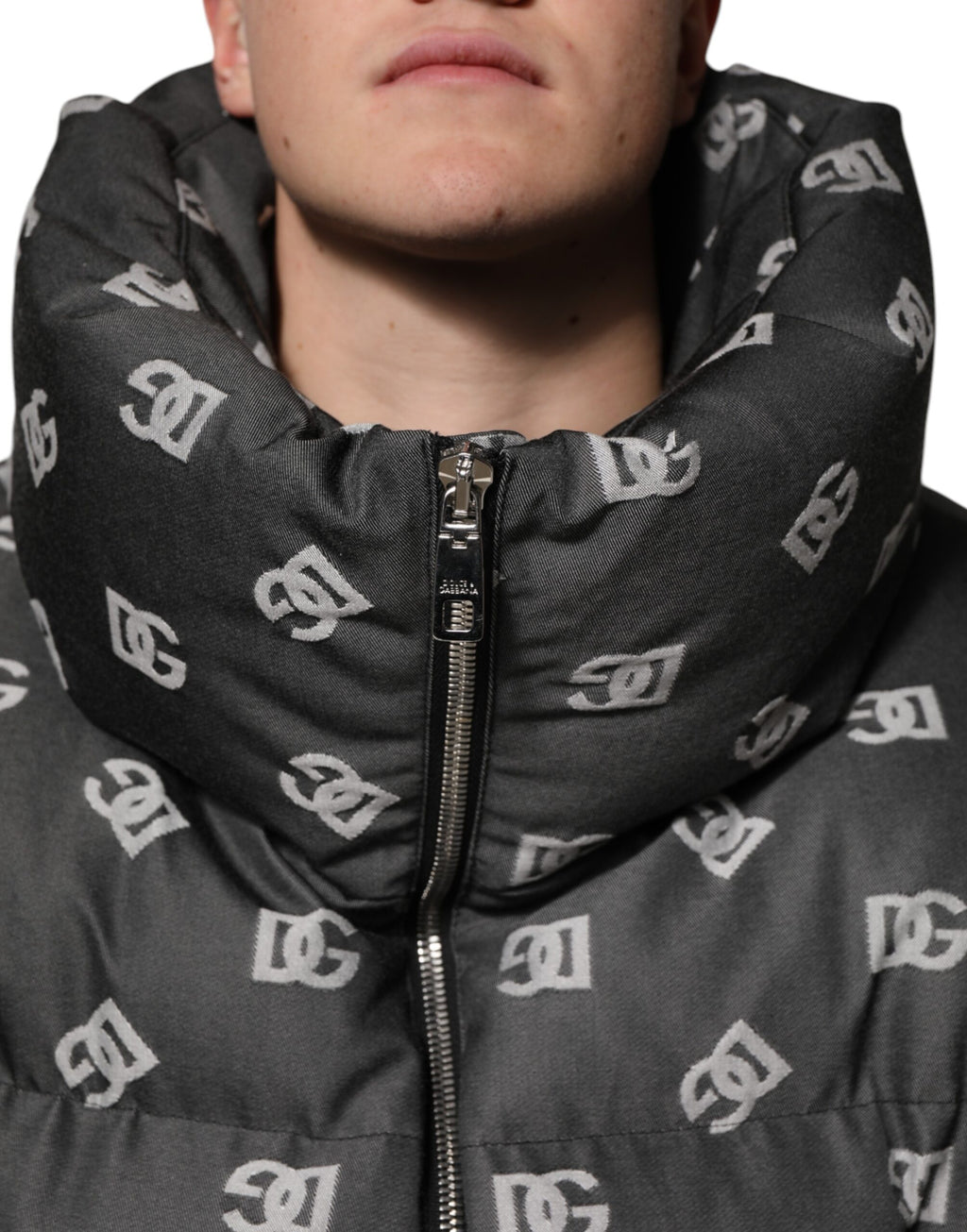 Dolce & Gabbana Men's Black DG Monogram Full Zip Puffer Jacket