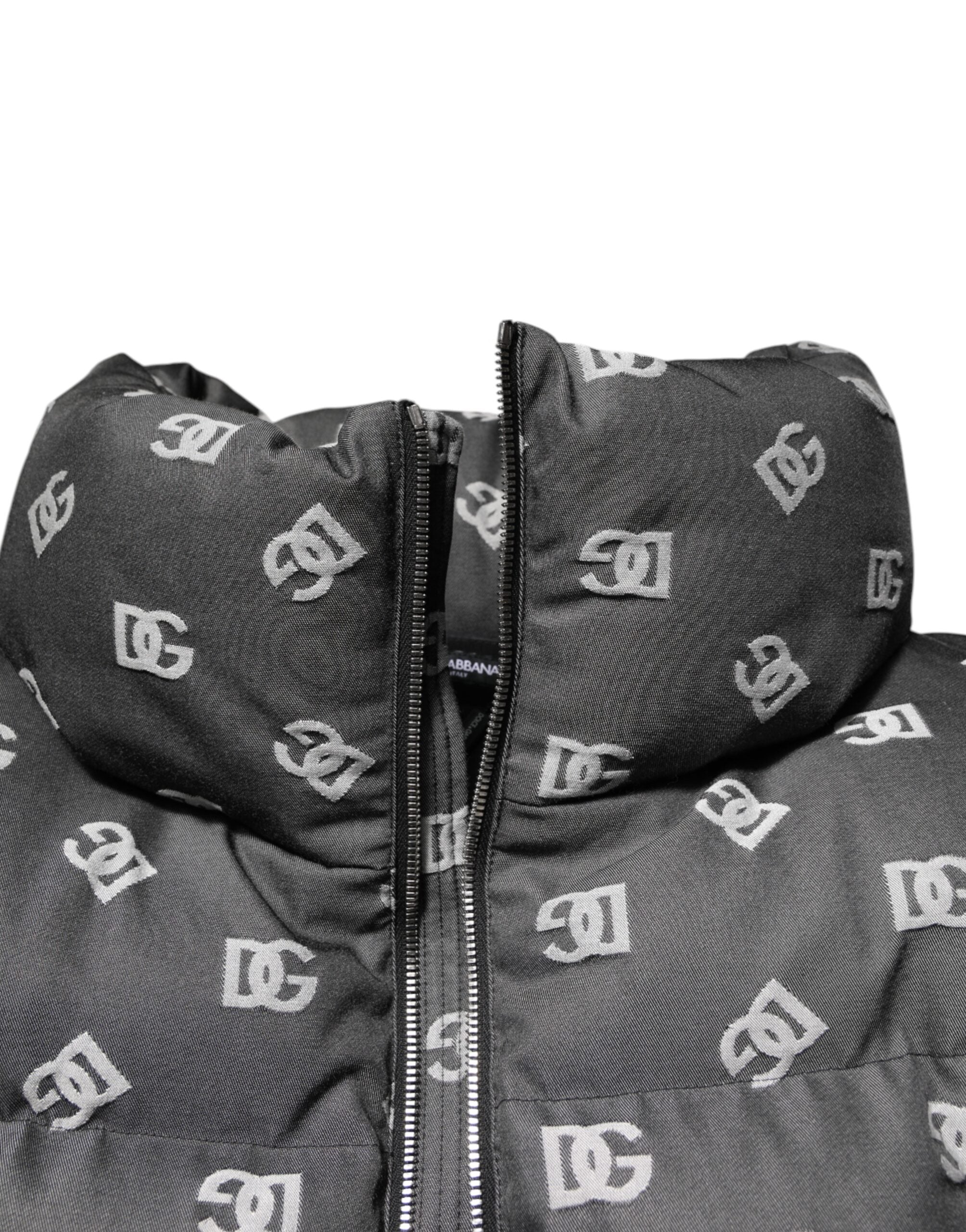 Dolce & Gabbana Men's Black DG Monogram Full Zip Puffer Jacket