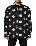 Dolce & Gabbana Schwarze DG Monogram Nylon Windbreaker Jacke