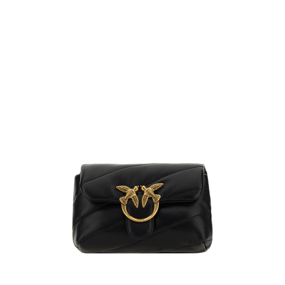 PINKO Schwarze Bos Taurus Kalbsleder Schultertasche