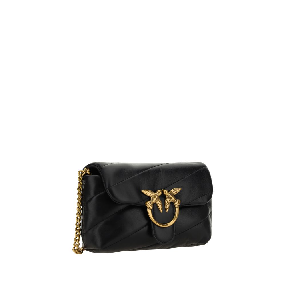 PINKO Schwarze Bos Taurus Kalbsleder Schultertasche