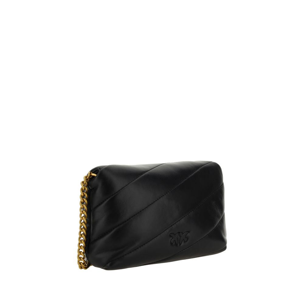 PINKO Schwarze Bos Taurus Kalbsleder Schultertasche