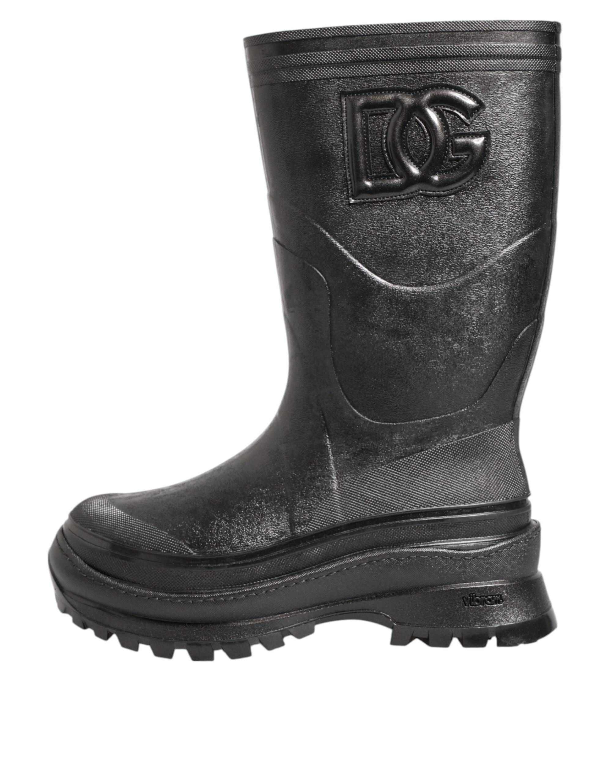 Dolce & Gabbana Metallic Schwarz Pull On Regen Stiefel Männer Schuhe