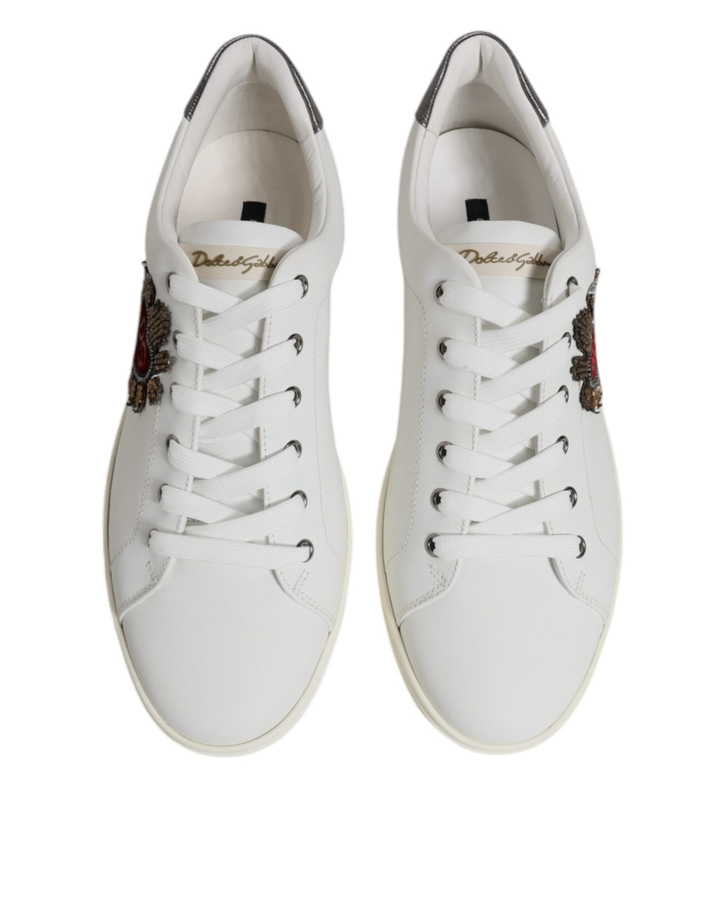 Dolce & Gabbana White Sacred Heart Men's Low Top Sneakers Shoes