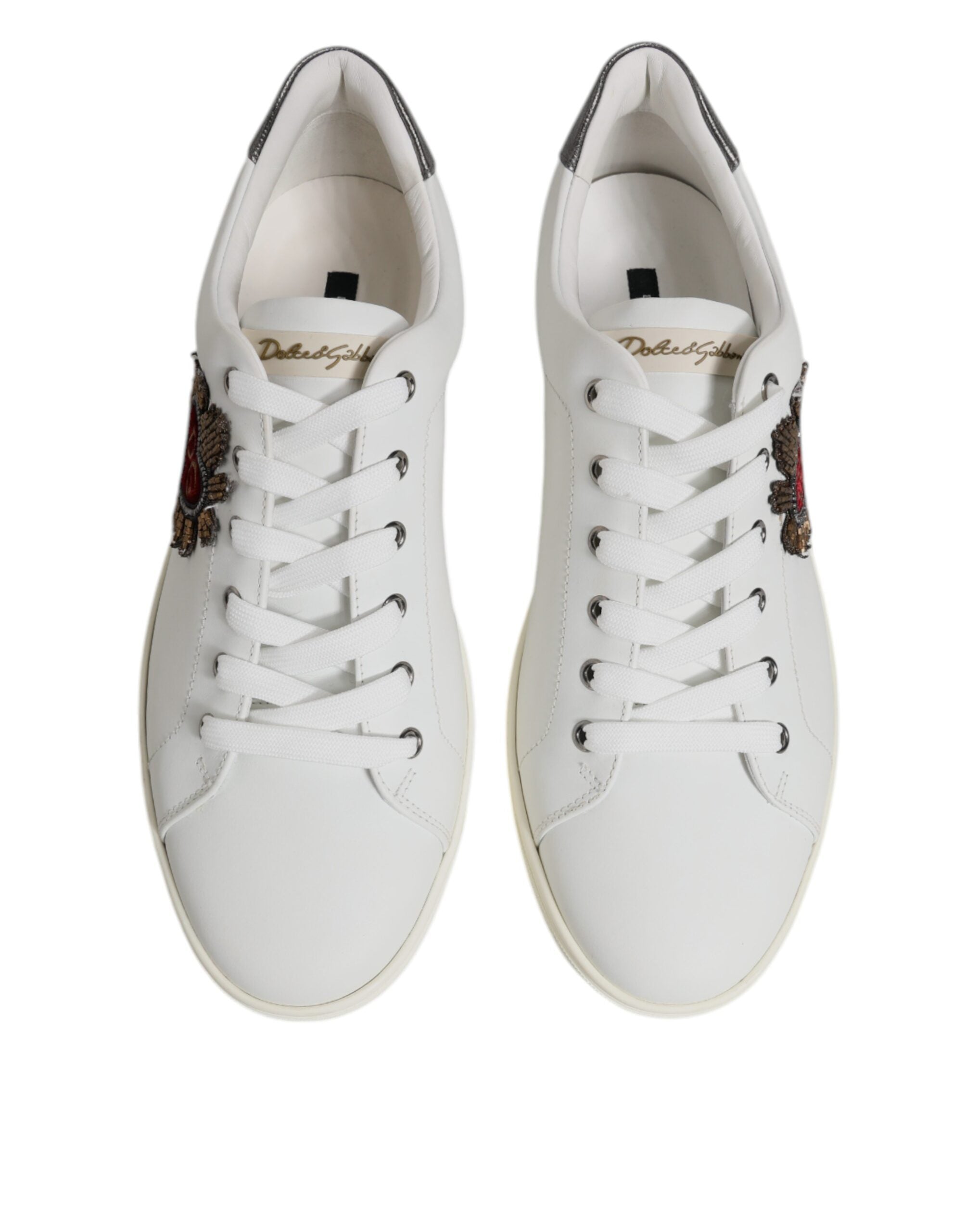 Dolce & Gabbana White Sacred Heart Men's Low Top Sneakers Shoes