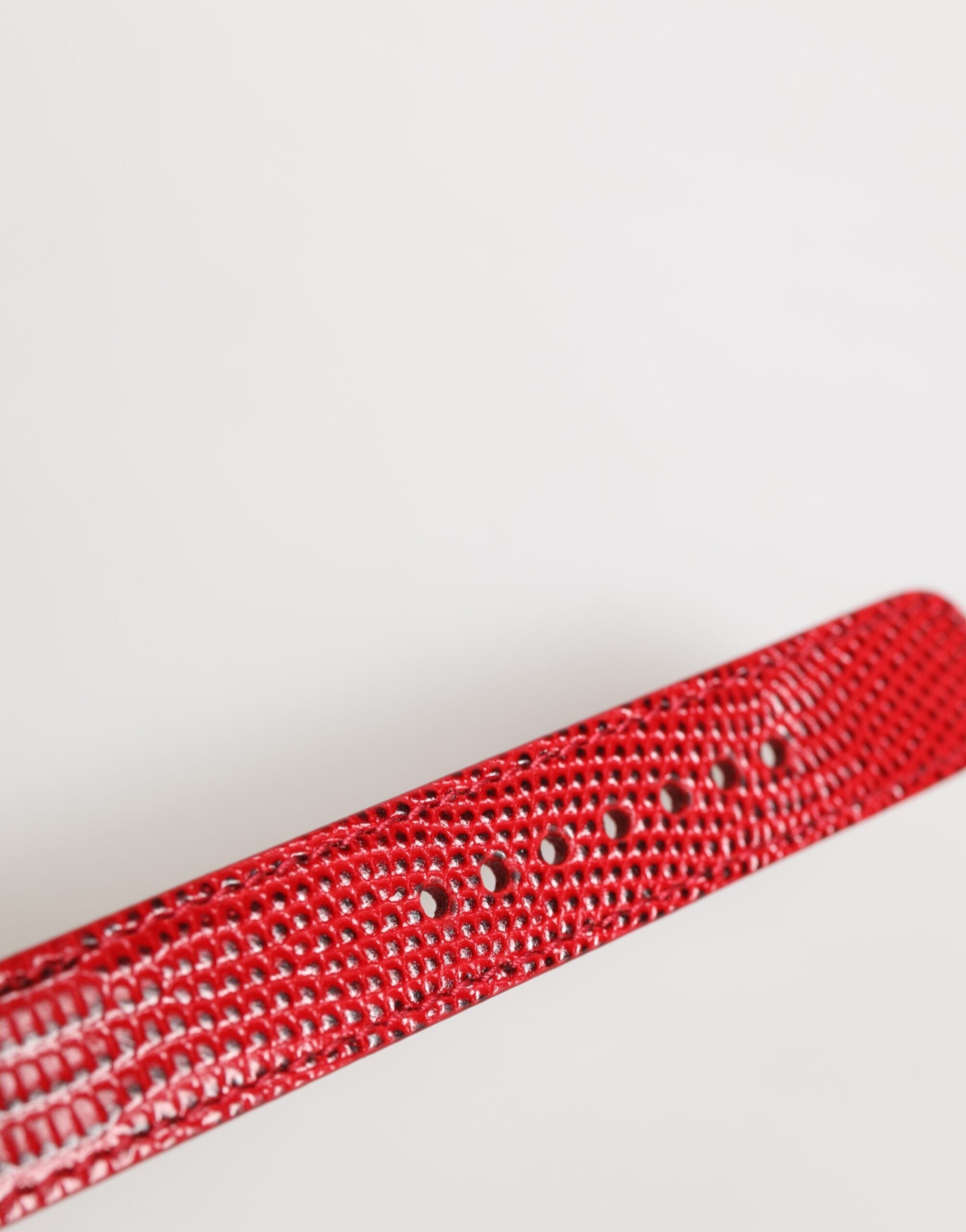 Dolce & Gabbana Rotes exotisches Leder Goldton Metallschnalle Frauen Armband