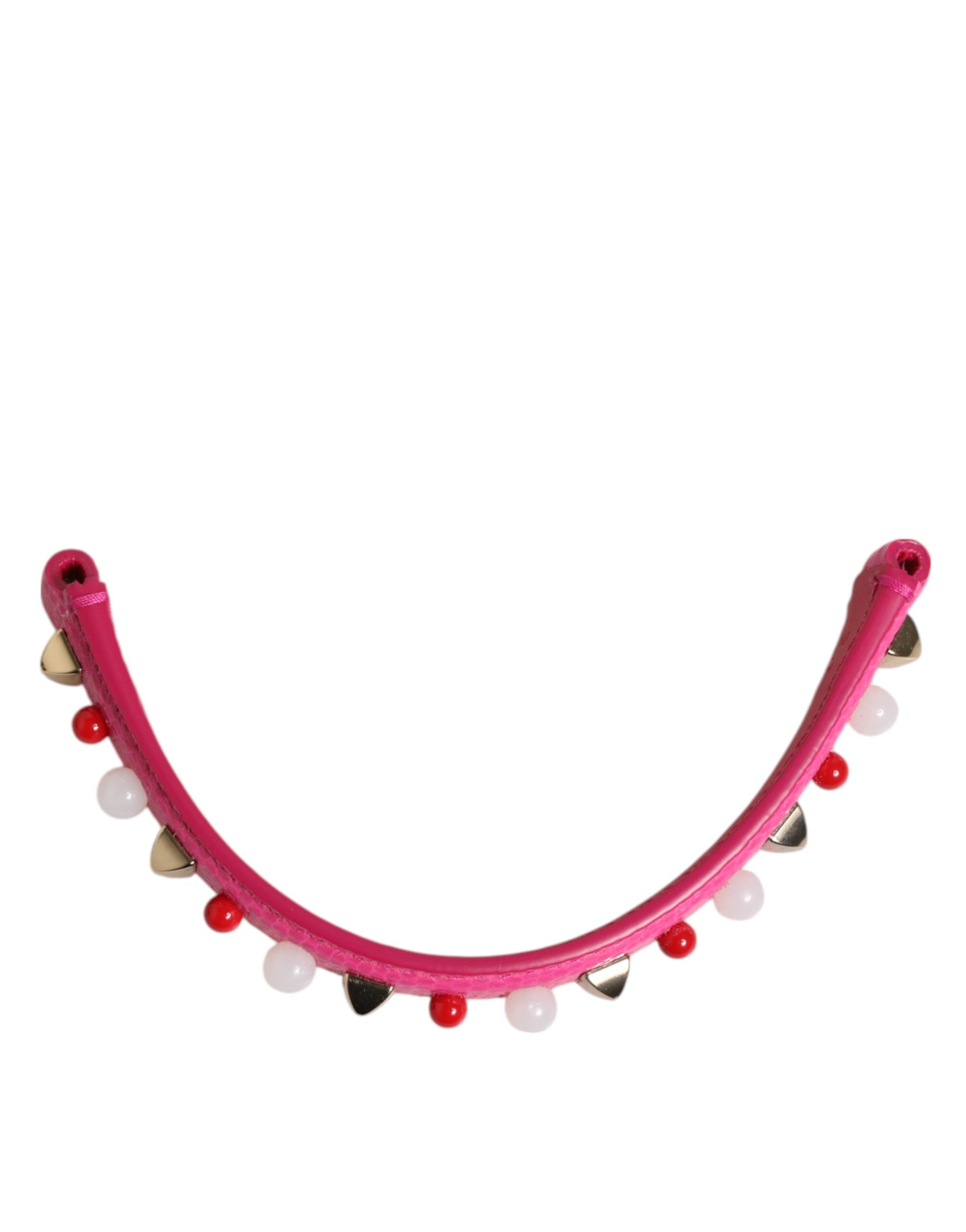 Dolce & Gabbana Pink Embellished Leather Top Handle Women's Shoulder Bag
