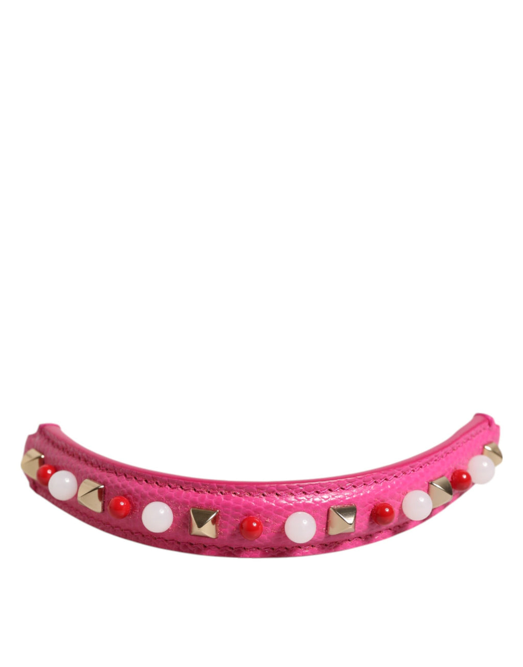 Dolce & Gabbana Pink Embellished Leather Top Handle Women's Shoulder Bag