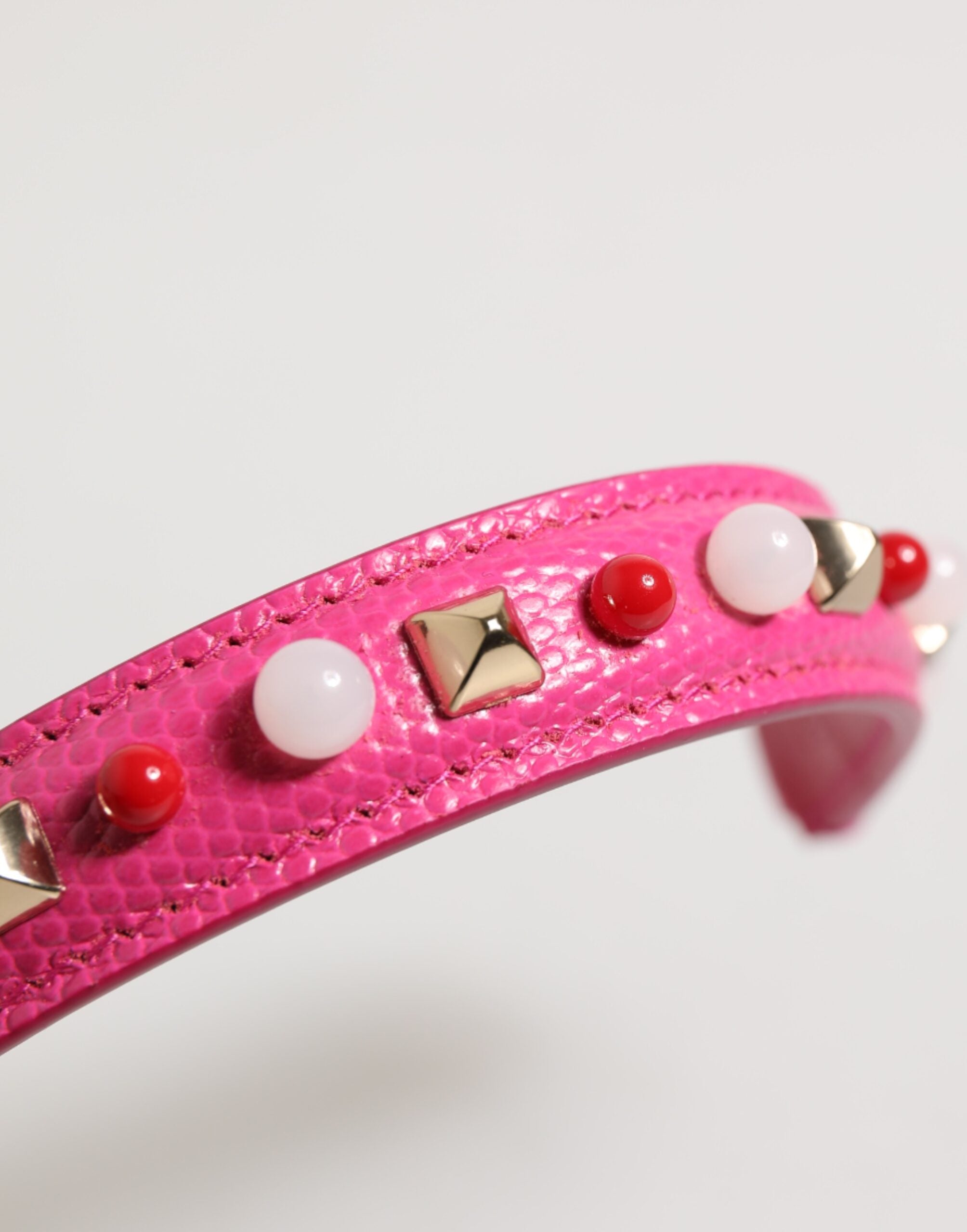 Dolce & Gabbana Pink Embellished Leather Top Handle Women's Shoulder Bag
