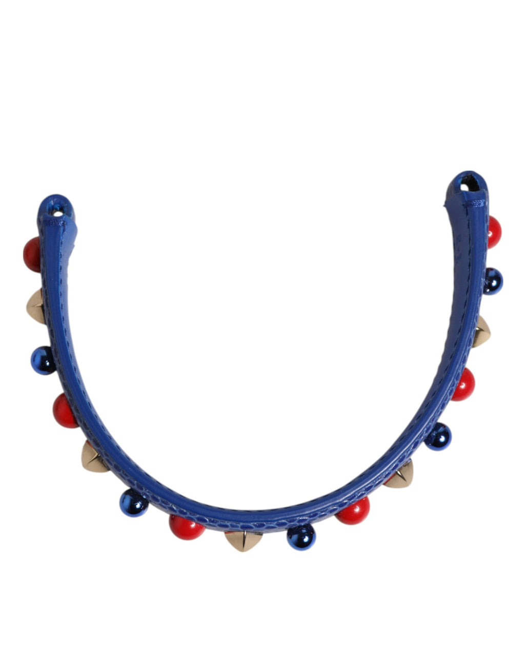 Dolce & Gabbana Blue Embellished Leather Top Handle Women's Shoulder Bag